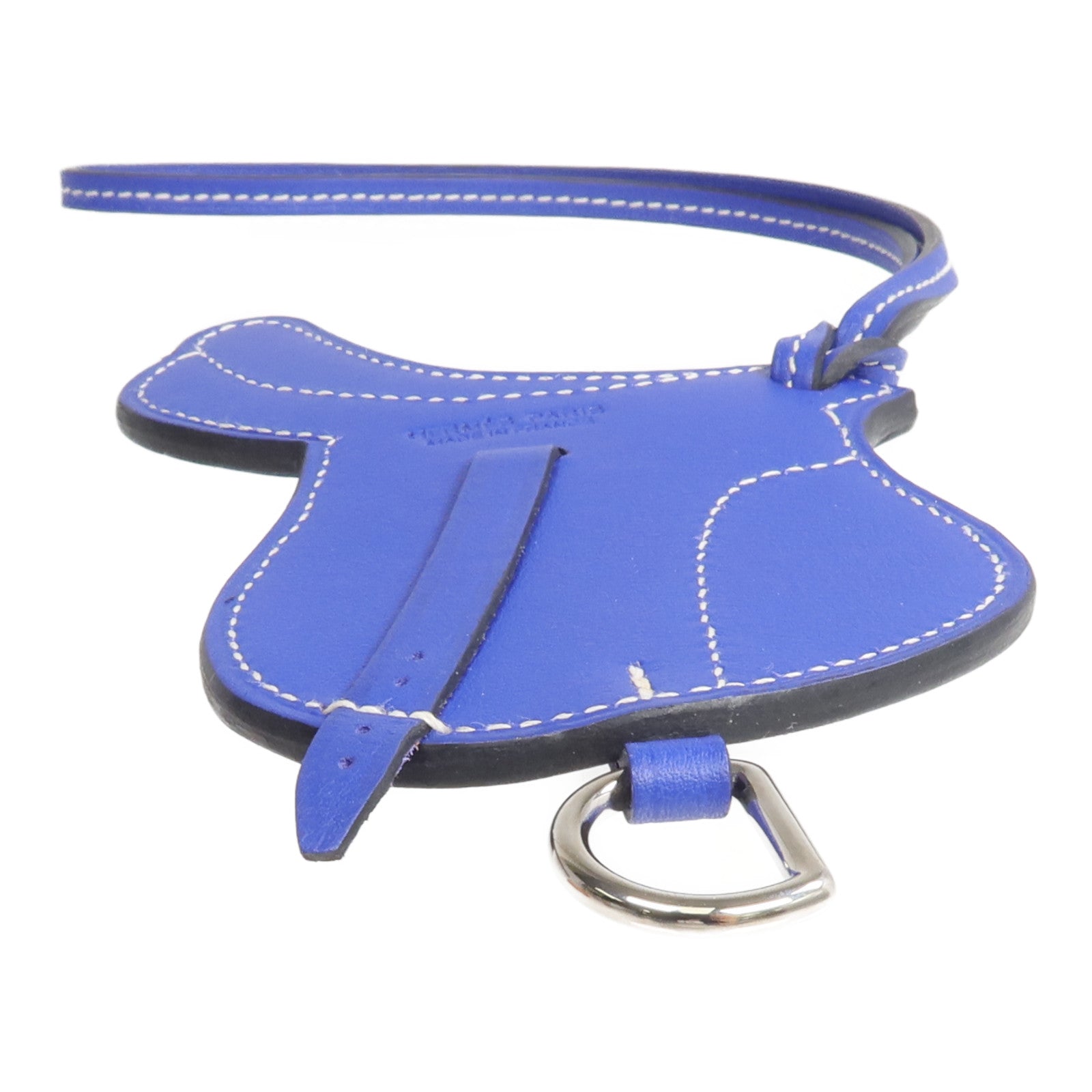 HERMES Swift皮革Paddock Selle Charm掛飾Bleu Electrique
