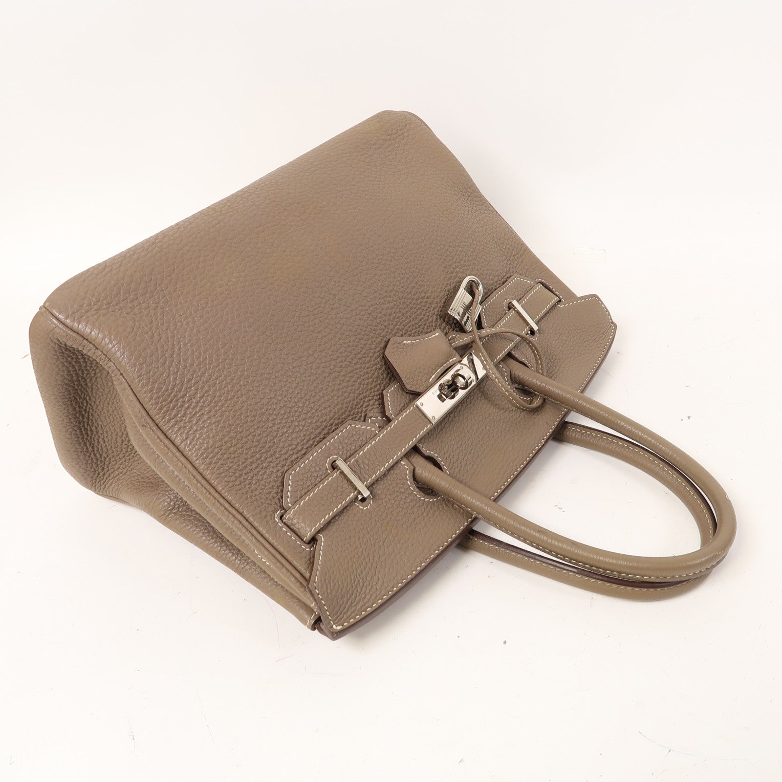HERMES 【激減優惠】Togo皮革Birkin 30銀扣手挽袋Etoupe/大象灰色