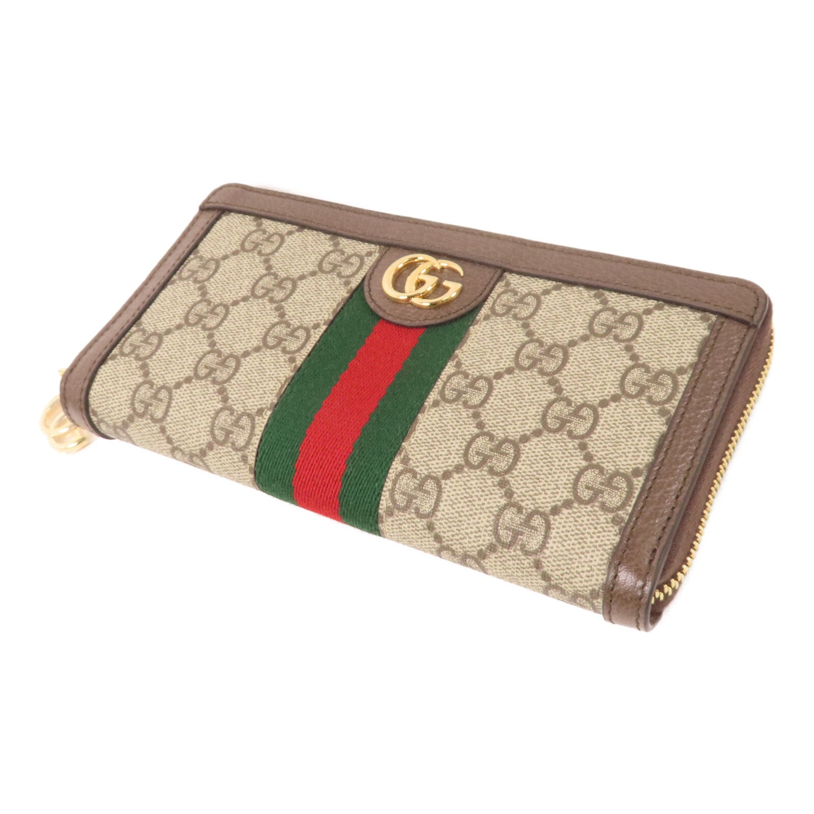 GUCCI 塗層帆布Zipper long Wallet金扣拉鏈長錢包