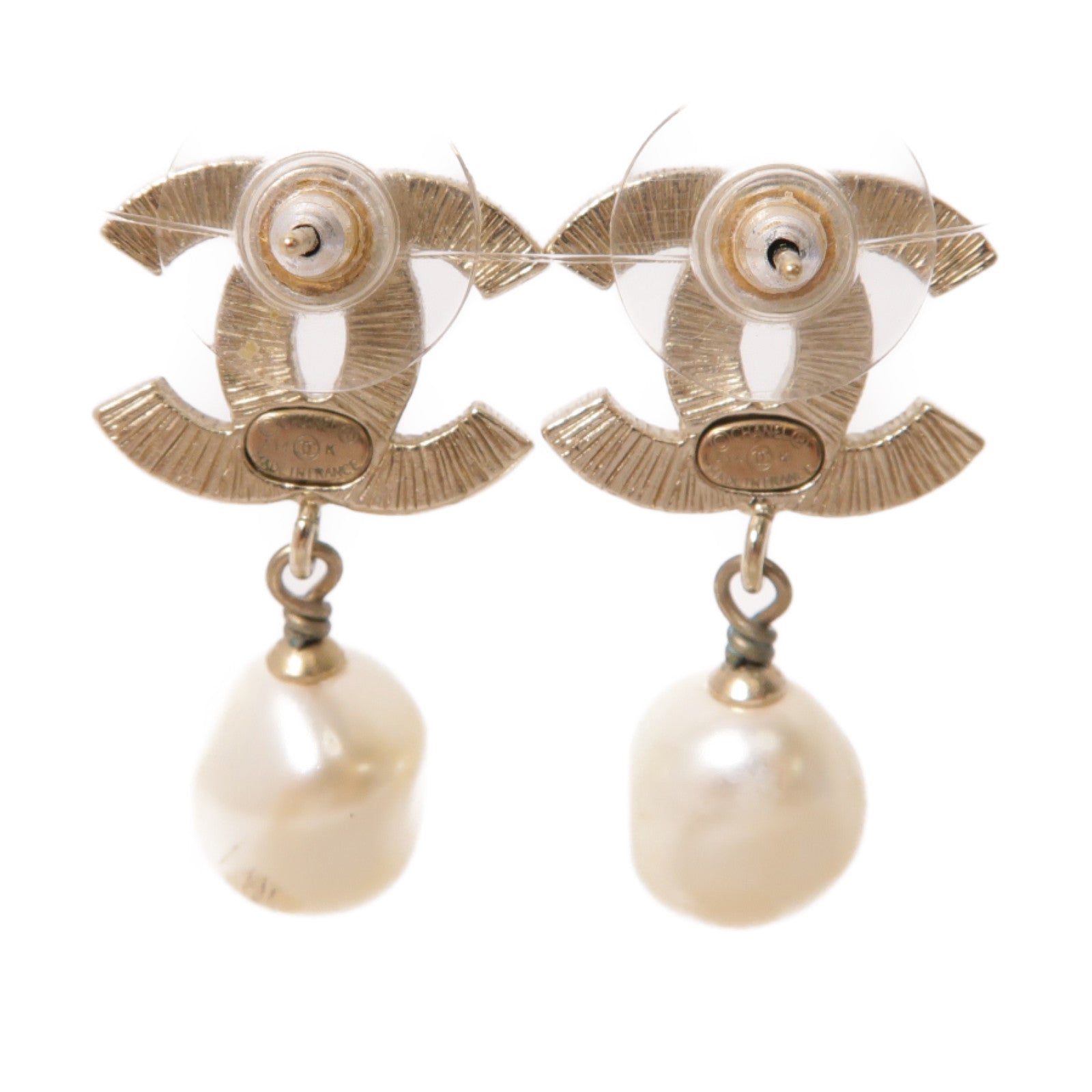CHANEL 【激減優惠】PVC/金屬Earrings耳環黒色/白色/金色