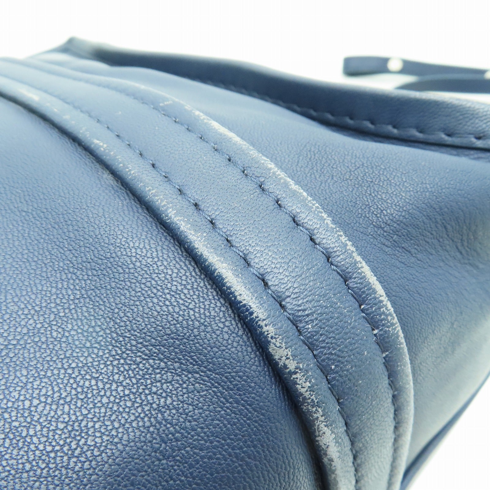 BALENCIAGA 【激減優惠】牛皮皮革2way Shoulder Bag銀扣手挽肩背兩用袋藍色