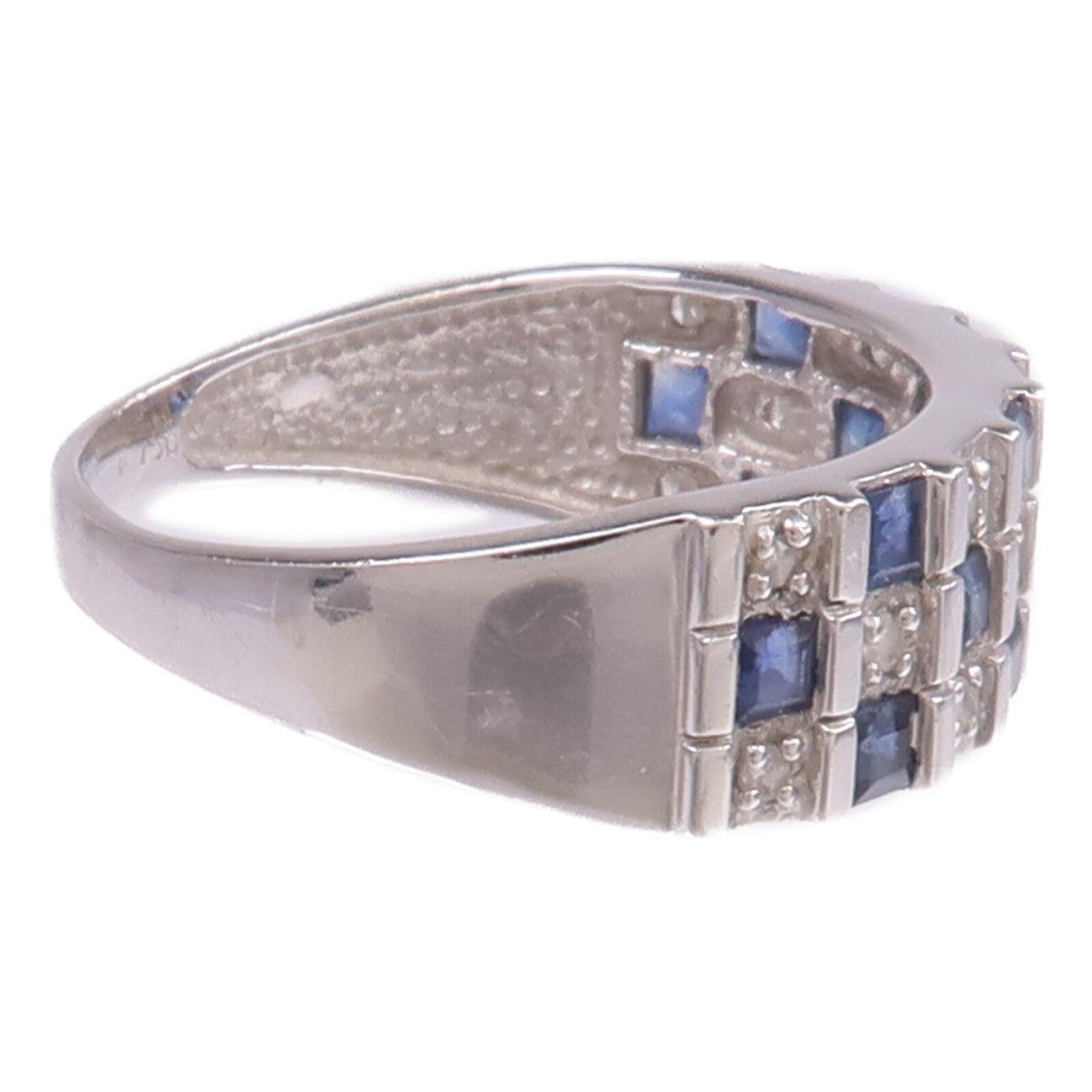 JEWELRY 18K白金Sapphire Diamond Ring藍寶石/鑽石戒指US#7.25