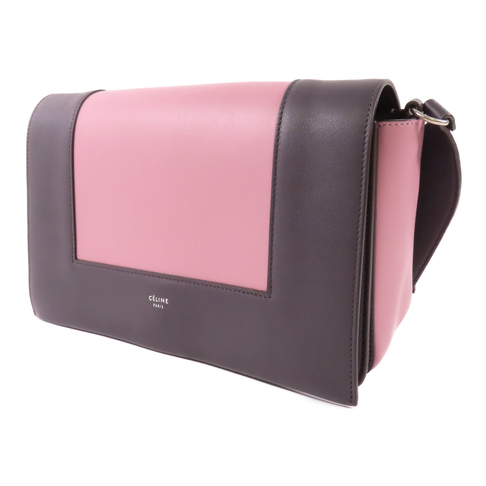 CELINE 牛皮皮革Shoulder Bag銀扣肩背袋