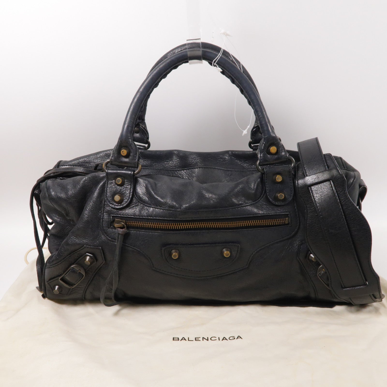 BALENCIAGA 羊皮皮革Twiggy手挽肩背兩用袋黑色