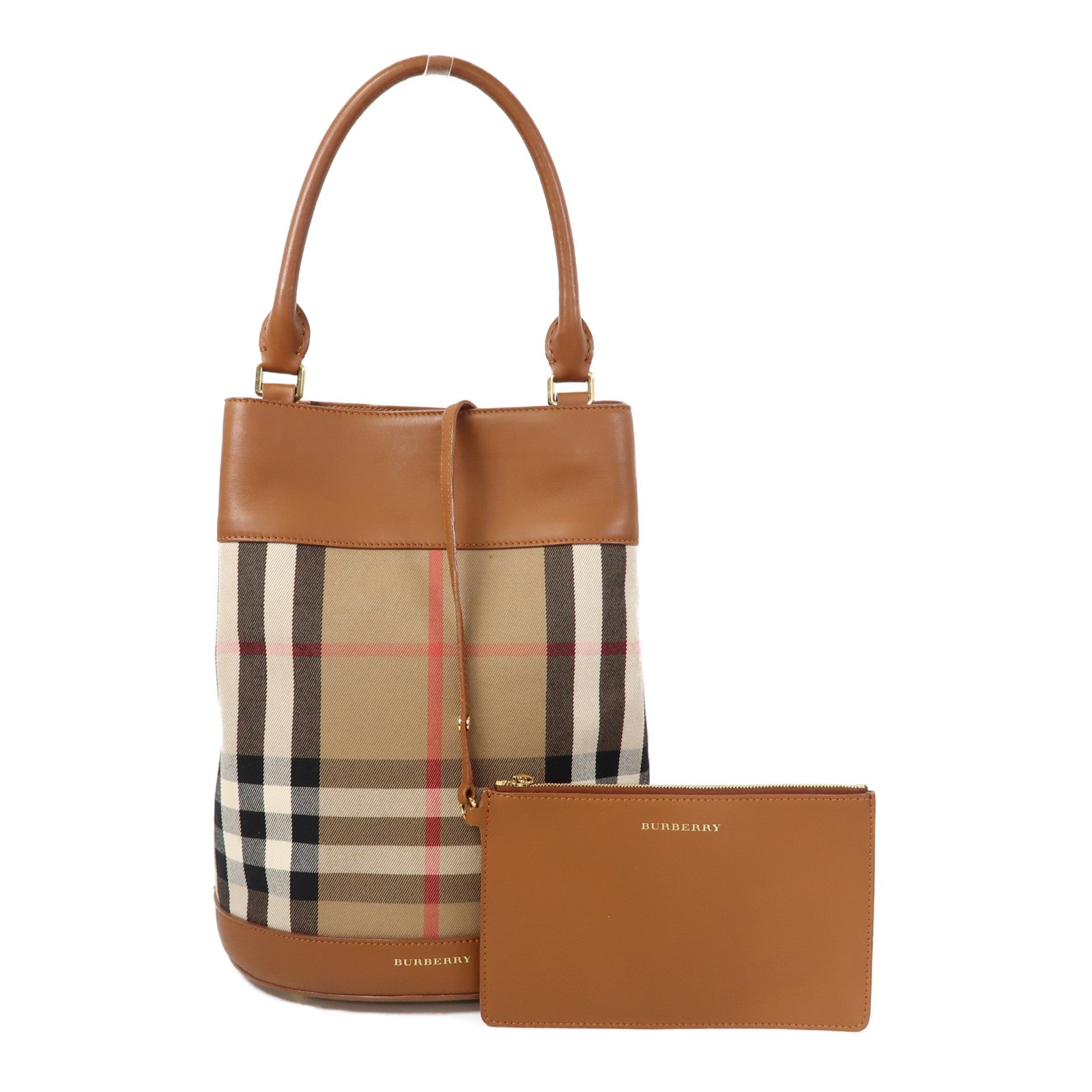 BURBERRY 帆布/皮革Shoulder Bag金扣肩背袋啡色