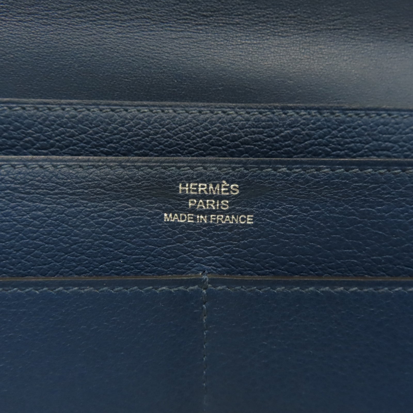 HERMES **【激減優惠】Swift皮革Dogon GM銀扣長錢包藍色