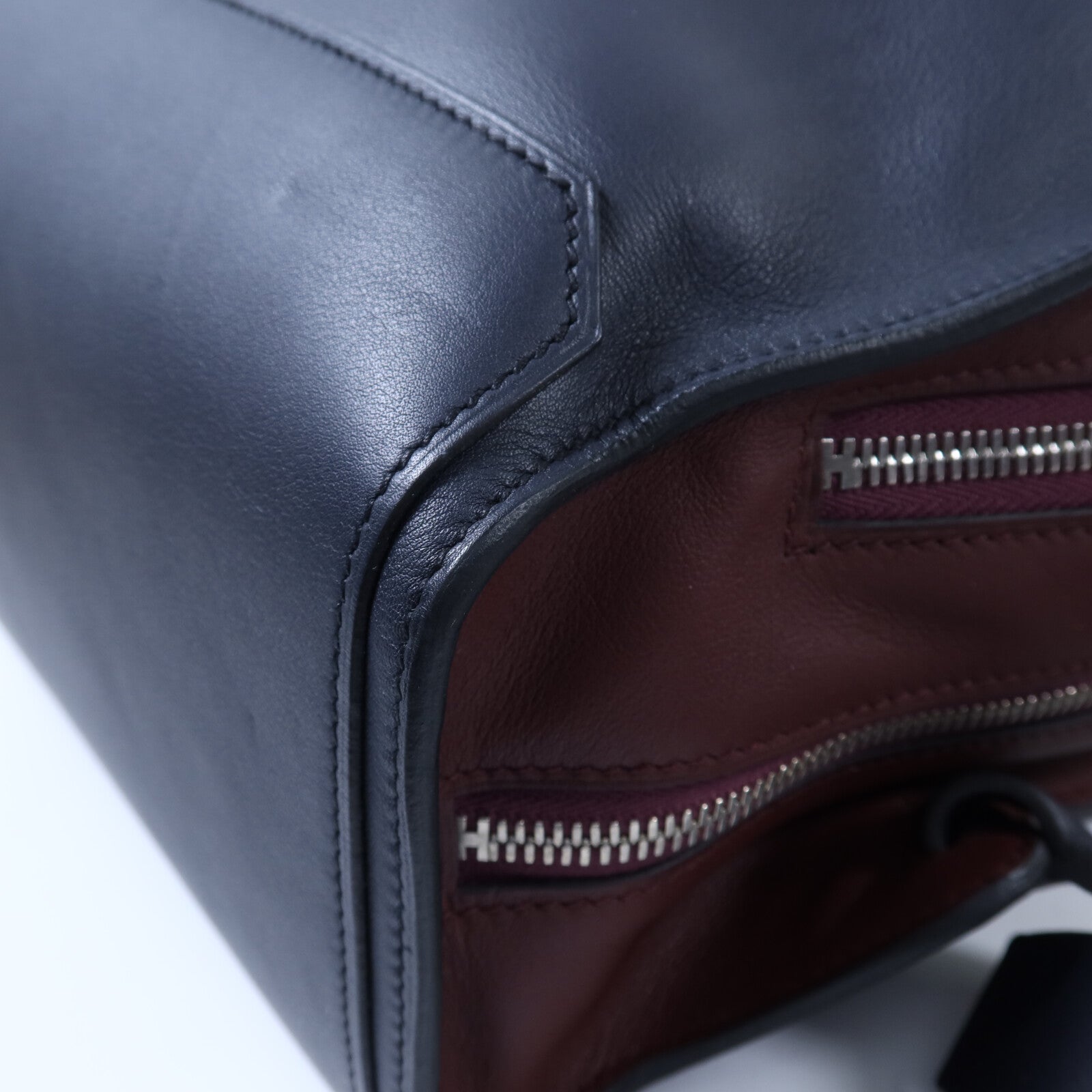 HERMES Evercolor皮革Cityback銀扣背包Blue/Red