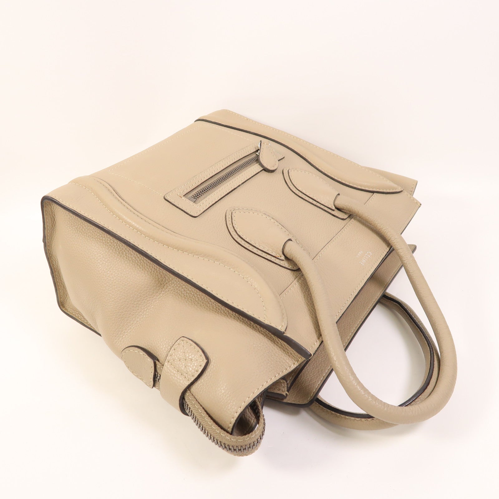 CELINE 牛皮皮革Micro Luggage銀扣手挽袋