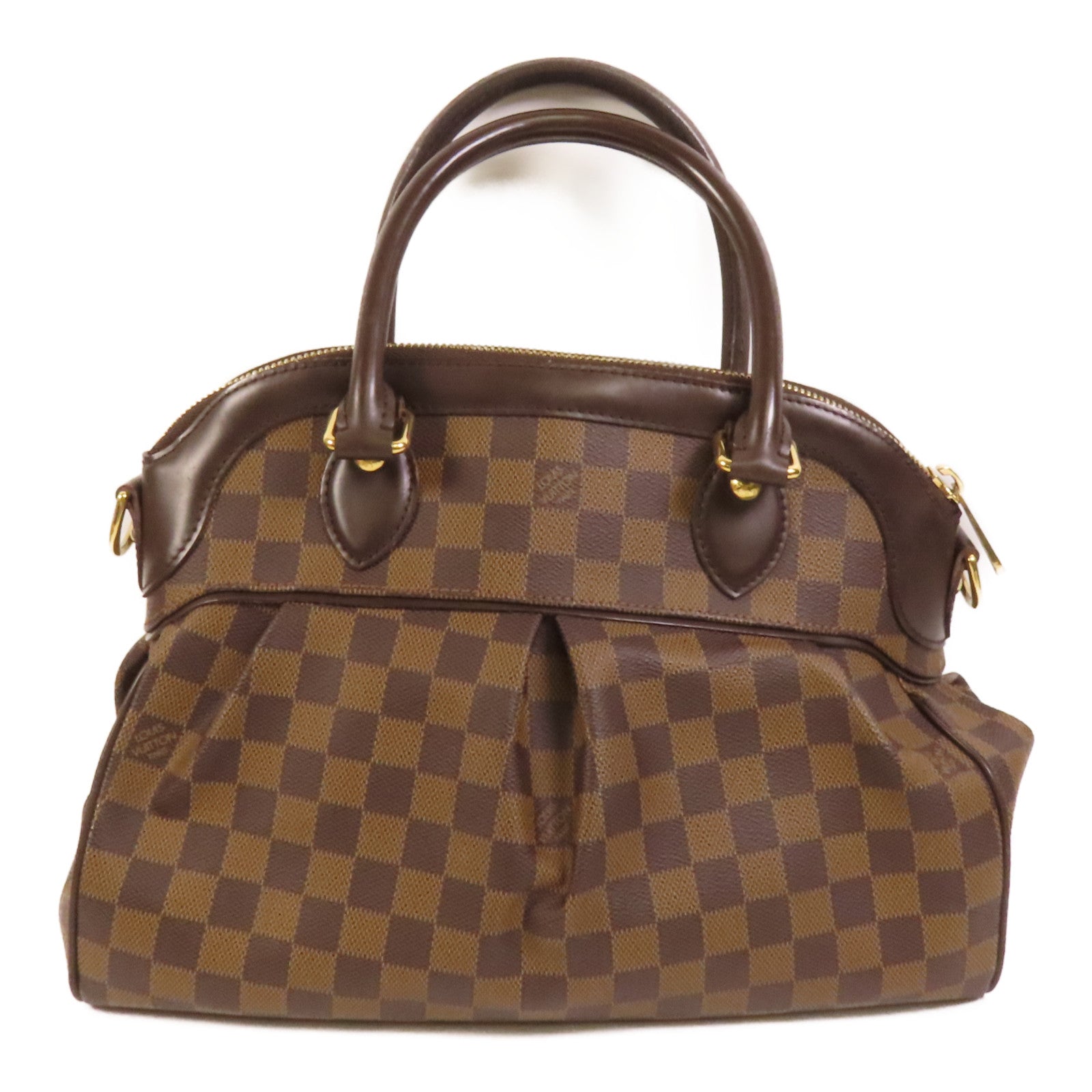 LOUIS VUITTON Damier Trevi金扣手挽肩背兩用袋棕色