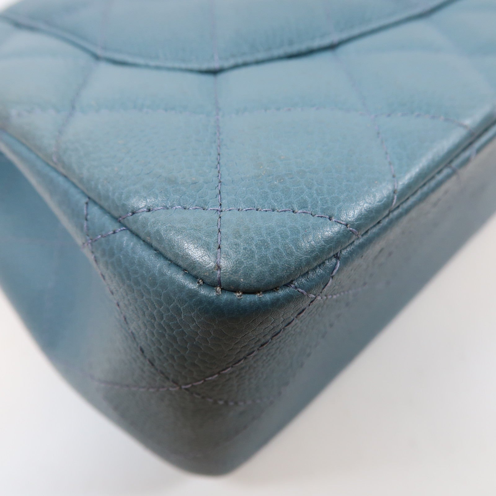 CHANEL 【激減優惠】菱格牛皮皮革Chain Shoulder Bag銀扣鏈帶肩背袋藍色