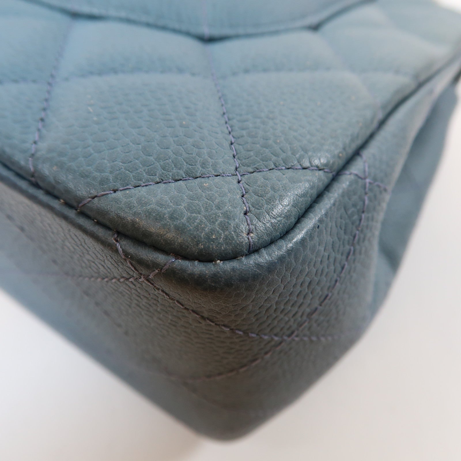 CHANEL 【激減優惠】菱格牛皮皮革Chain Shoulder Bag銀扣鏈帶肩背袋藍色