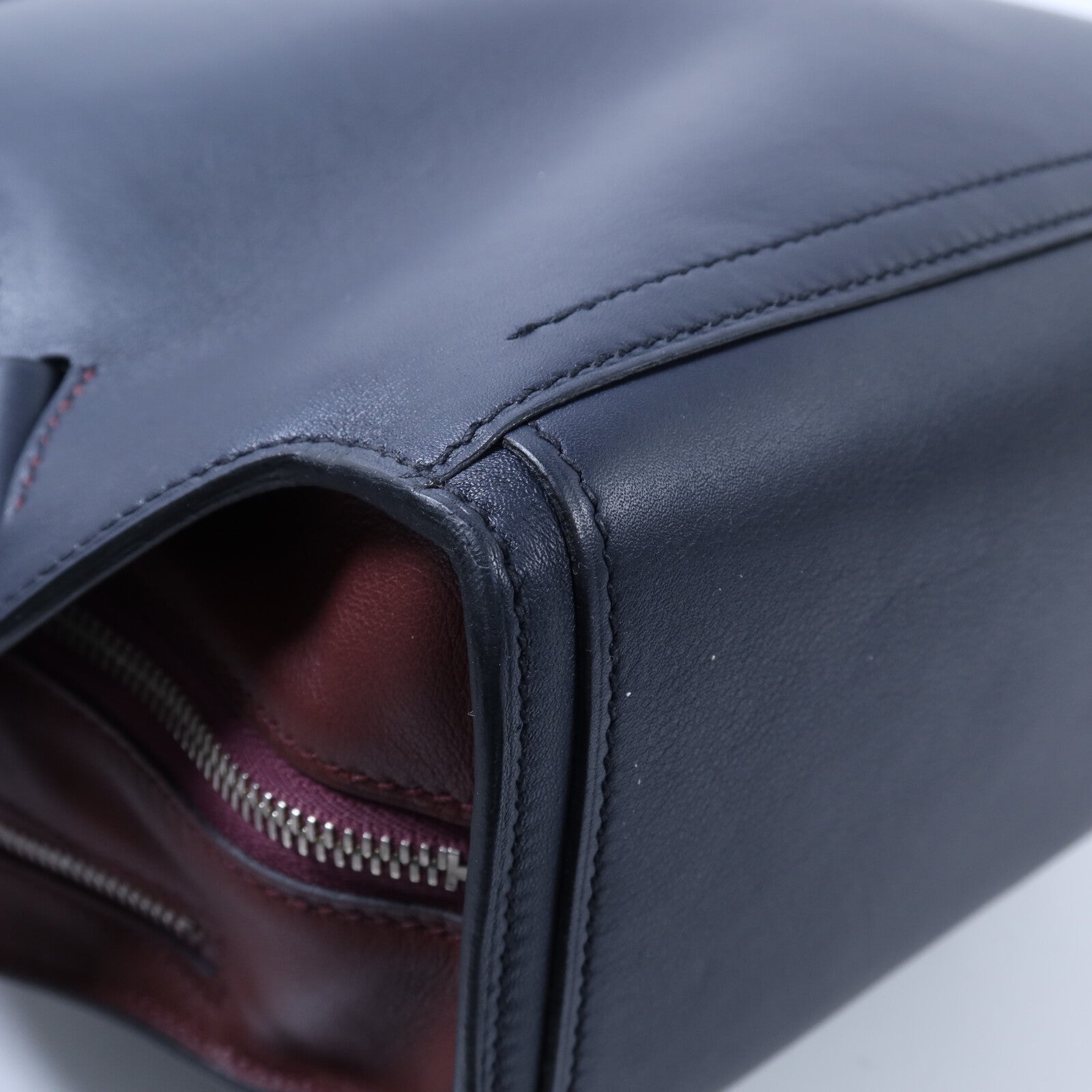 HERMES Evercolor皮革Cityback銀扣背包Blue/Red