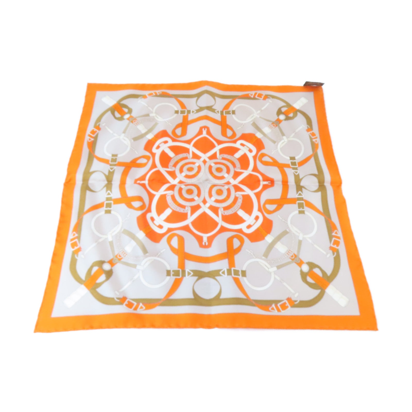HERMES 【激減優惠】絲質Scarf 40*40絲巾橙色/灰色/米色
