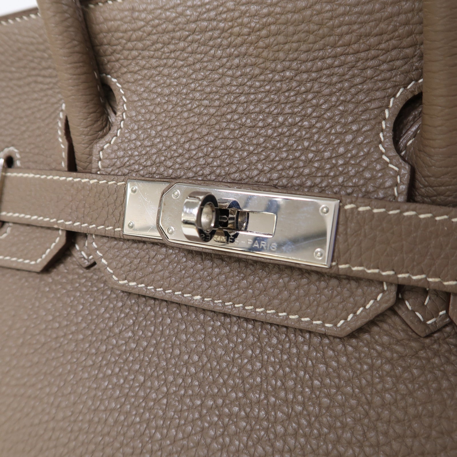 HERMES 【激減優惠】Togo皮革Birkin 30銀扣手挽袋Etoupe/大象灰色