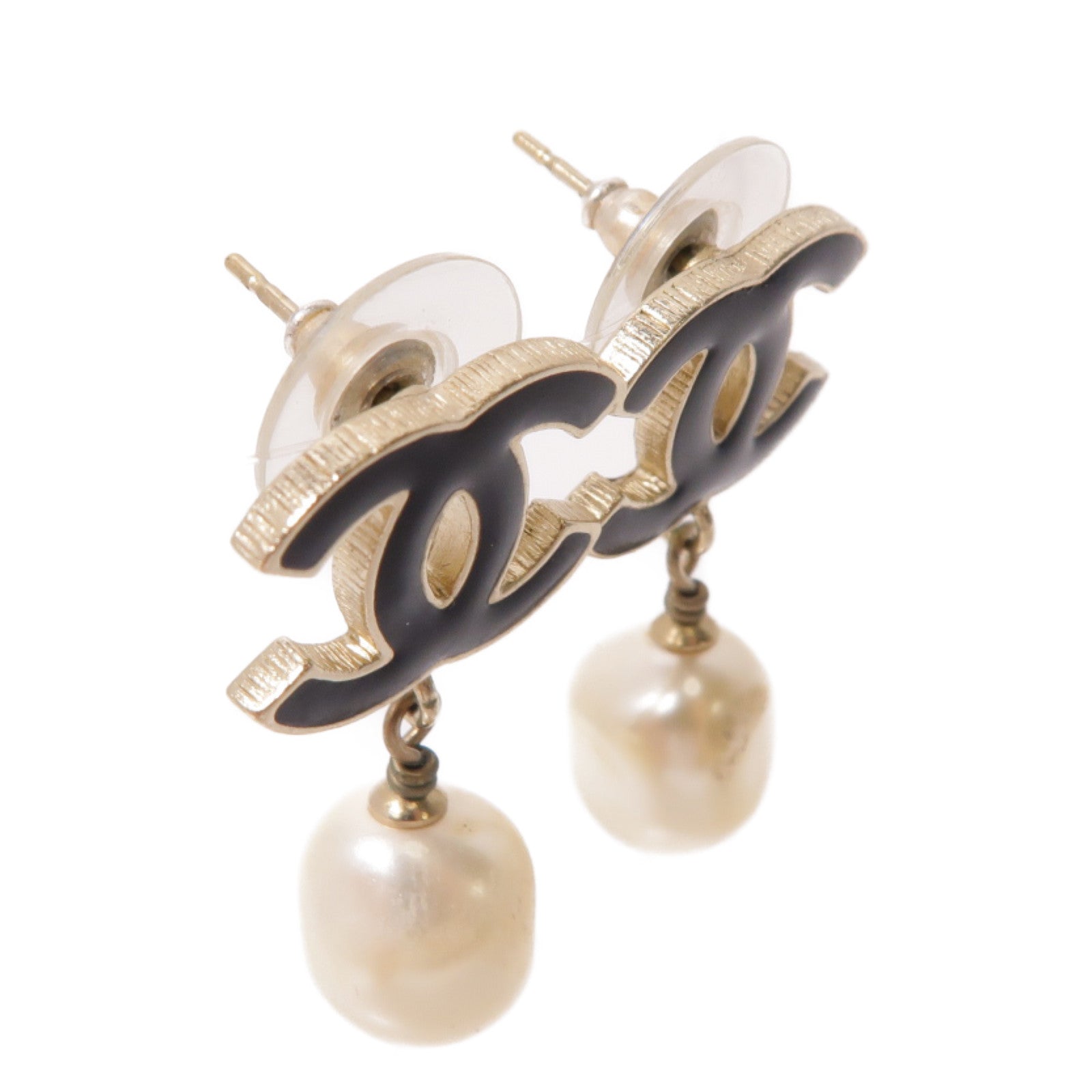 CHANEL 【激減優惠】PVC/金屬Earrings耳環黒色/白色/金色