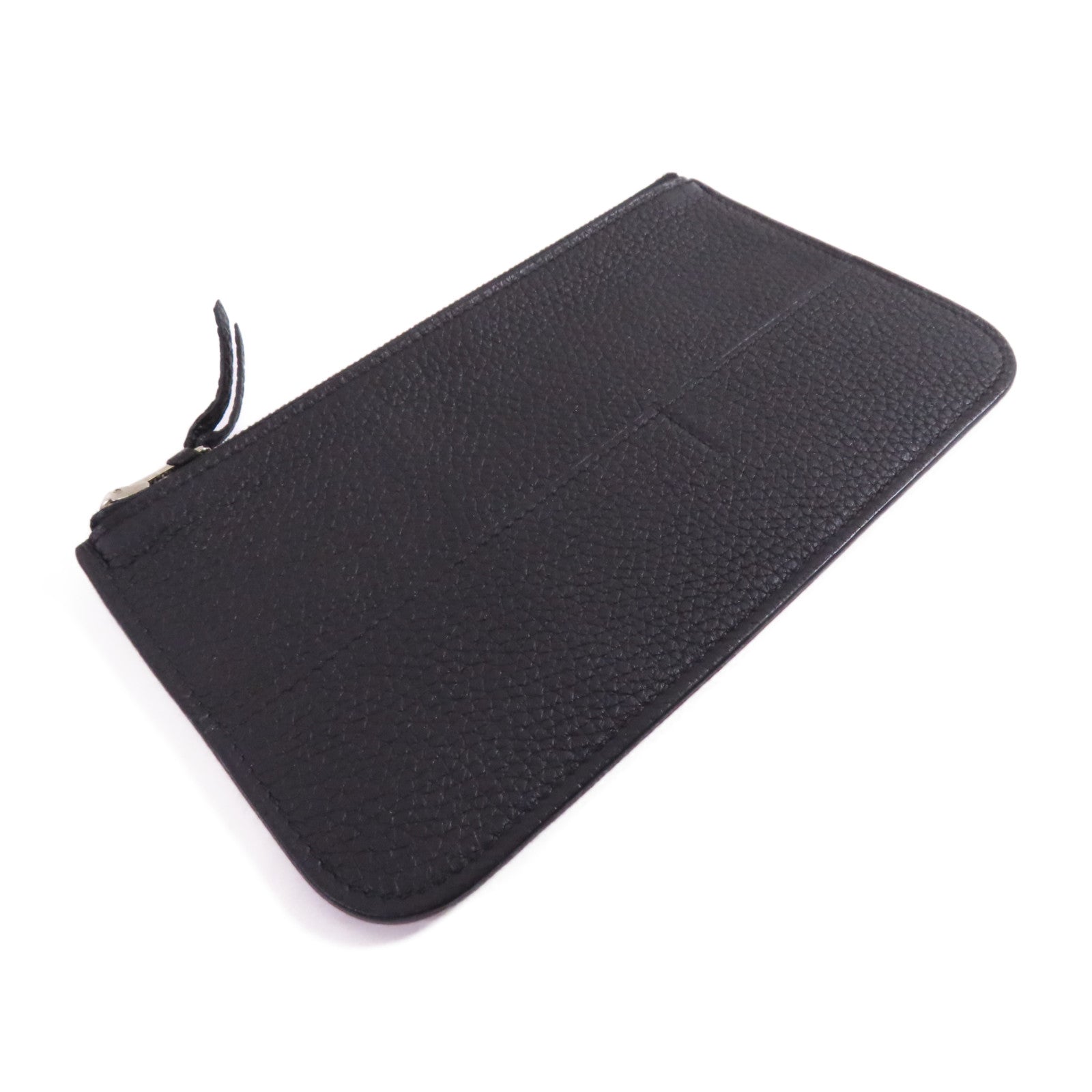 HERMES Togo皮革Dogon Wallet銀扣長錢包Noir/黑色