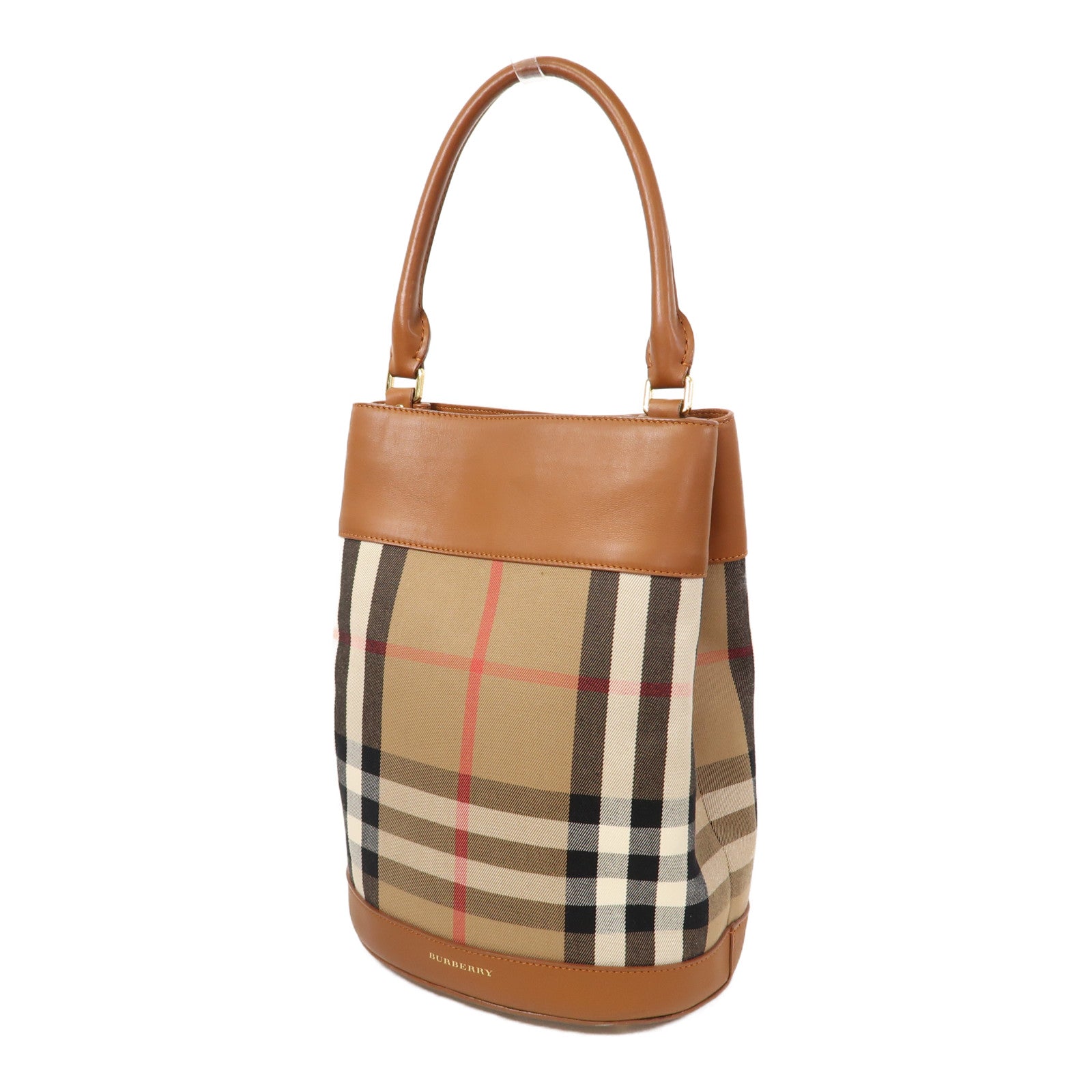 BURBERRY 帆布/皮革Shoulder Bag金扣肩背袋啡色