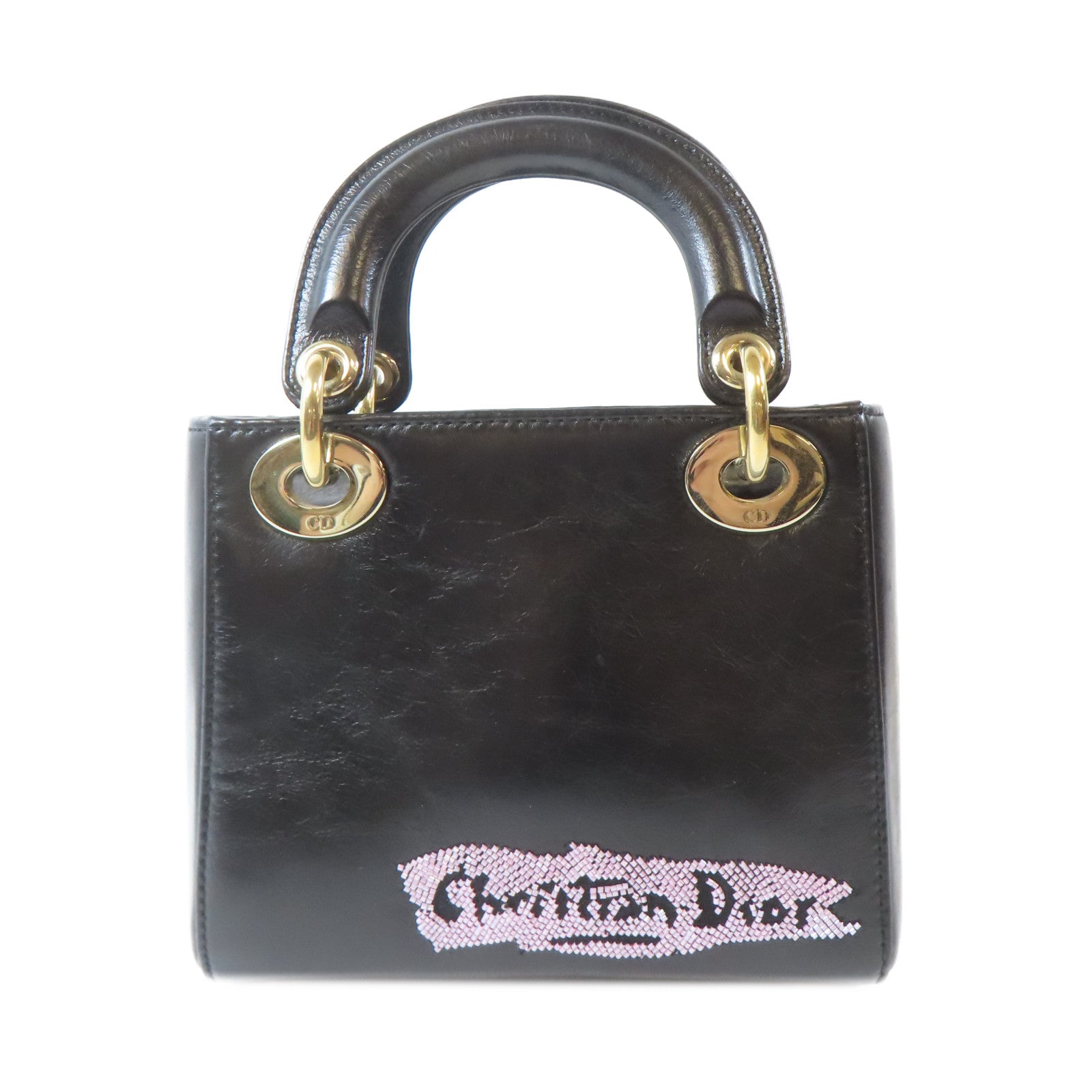 Dior 【激減優惠】牛皮皮革Sequin Mini金扣手挽肩背兩用袋黑色