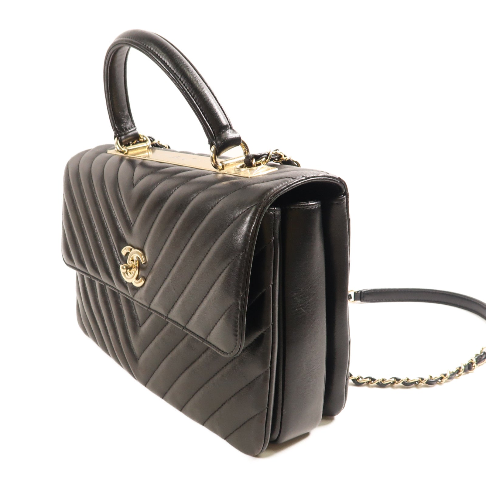 CHANEL CC GHW Shoulder Bag Chain Lambskin Leather Black