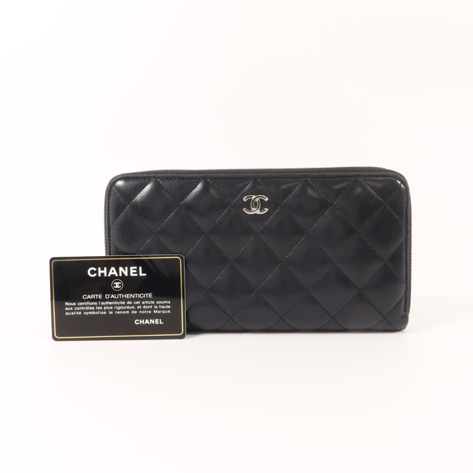 CHANEL 羊皮皮革Long Round Wallet長錢包