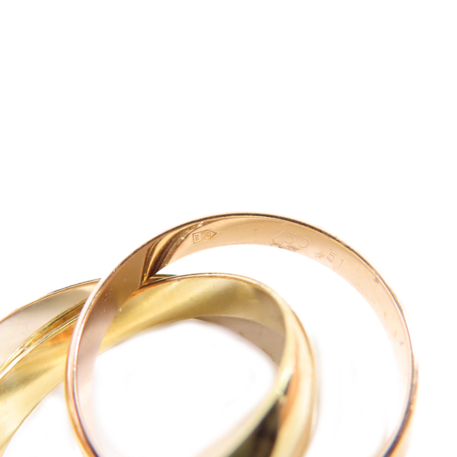 CARTIER 18K黃金/白金/玫瑰金Trinity Ring戒指US#5.5/Cartier#51
