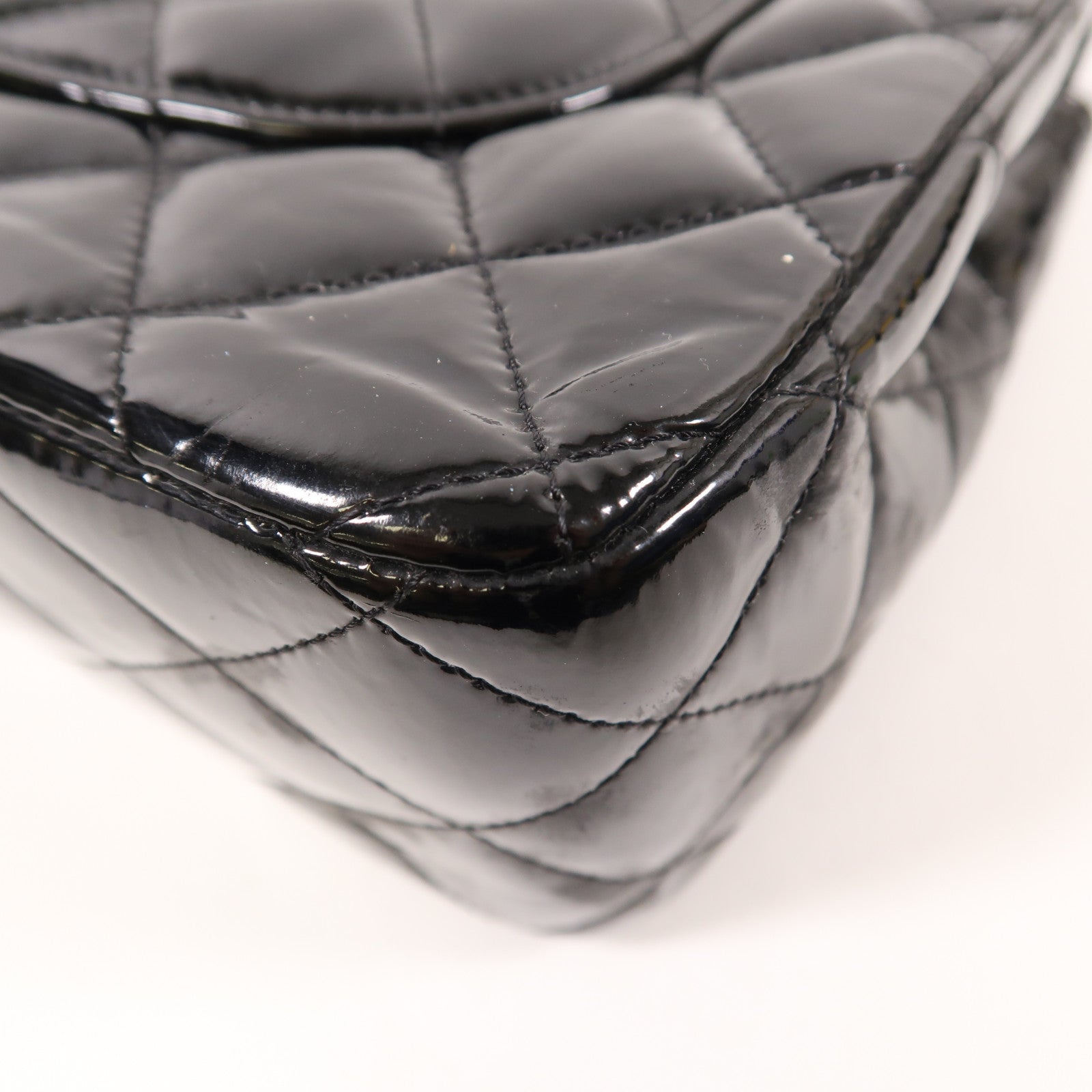 CHANEL 漆皮皮革Large Classic銀扣鏈帶肩背袋