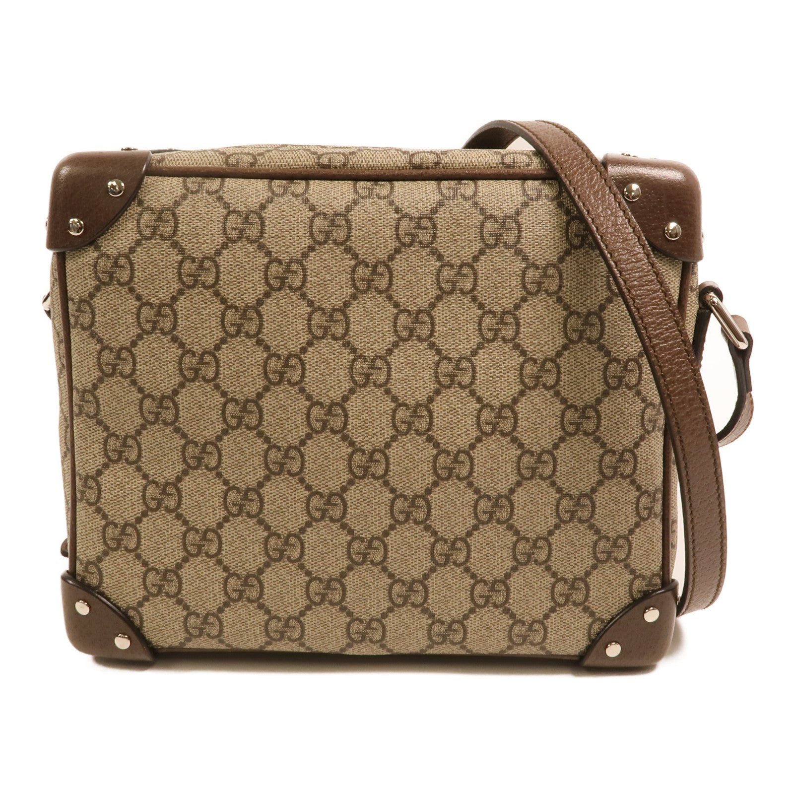 GUCCI 塗層帆布Shoulder Bag銀扣肩背袋