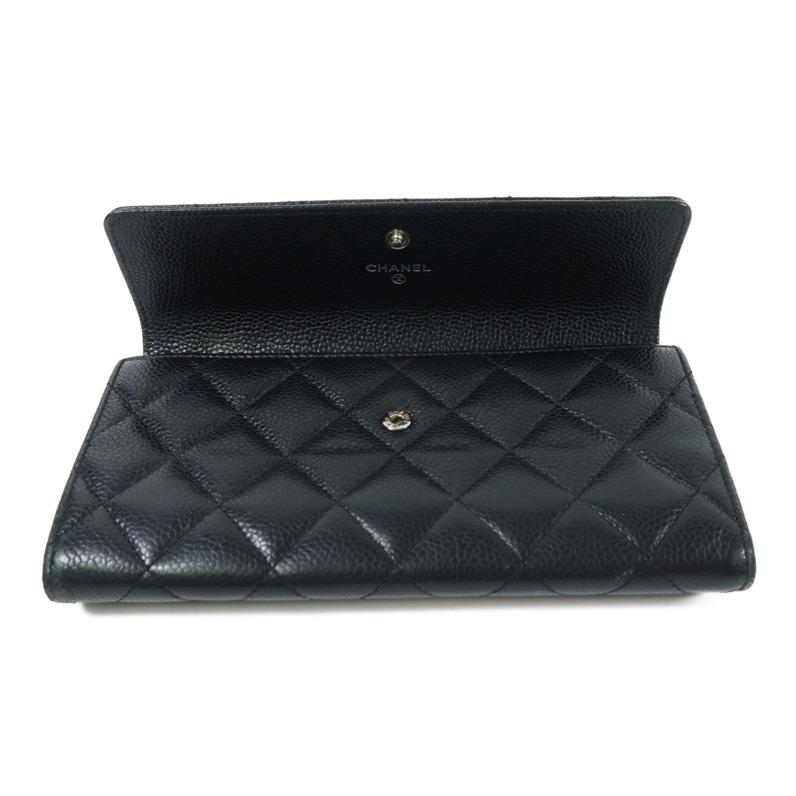CHANEL CC SHW Long Wallet Calfskin Leather Black