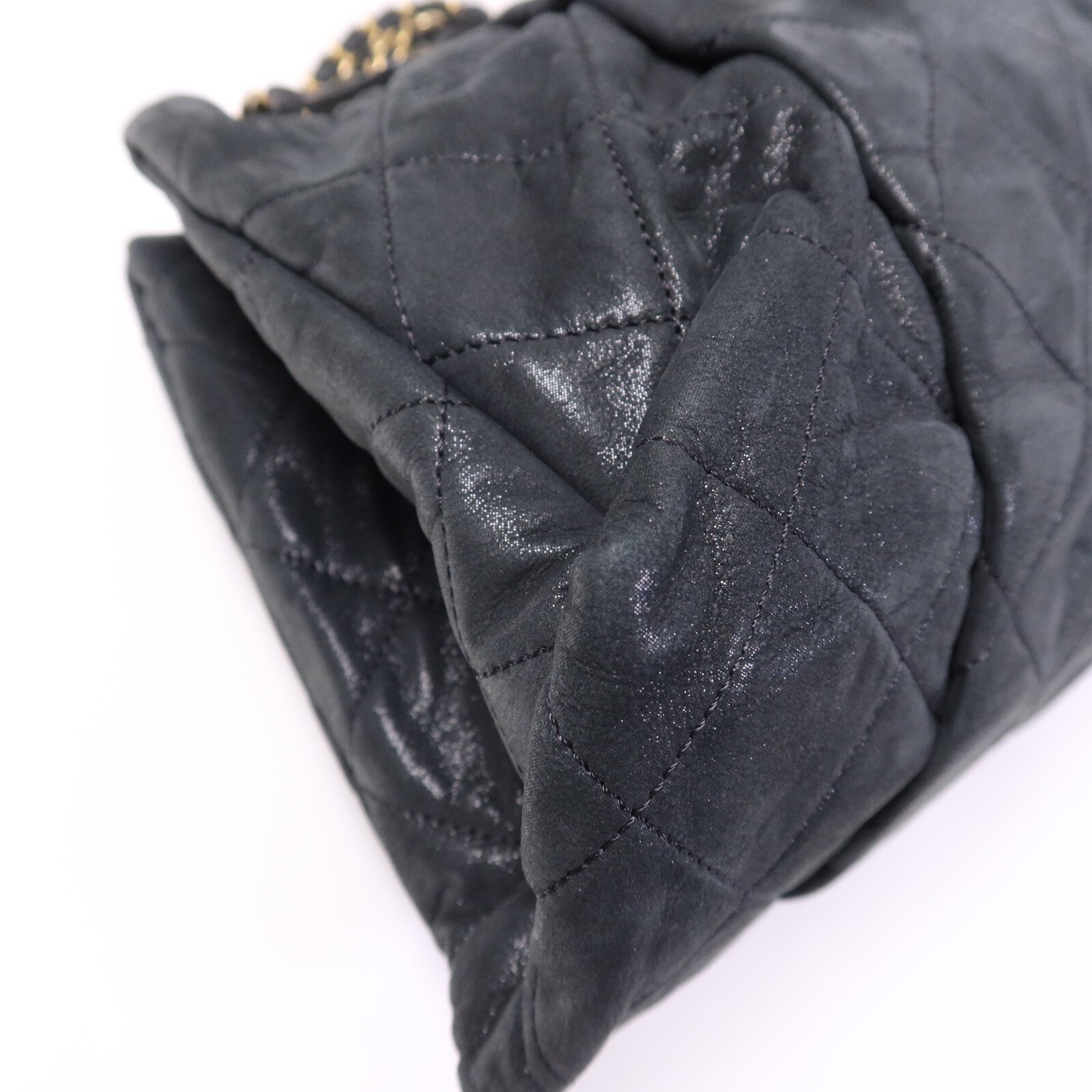 CHANEL 牛皮皮革Chic Qoilt Accordion Flap Bag金扣鏈帶肩背袋