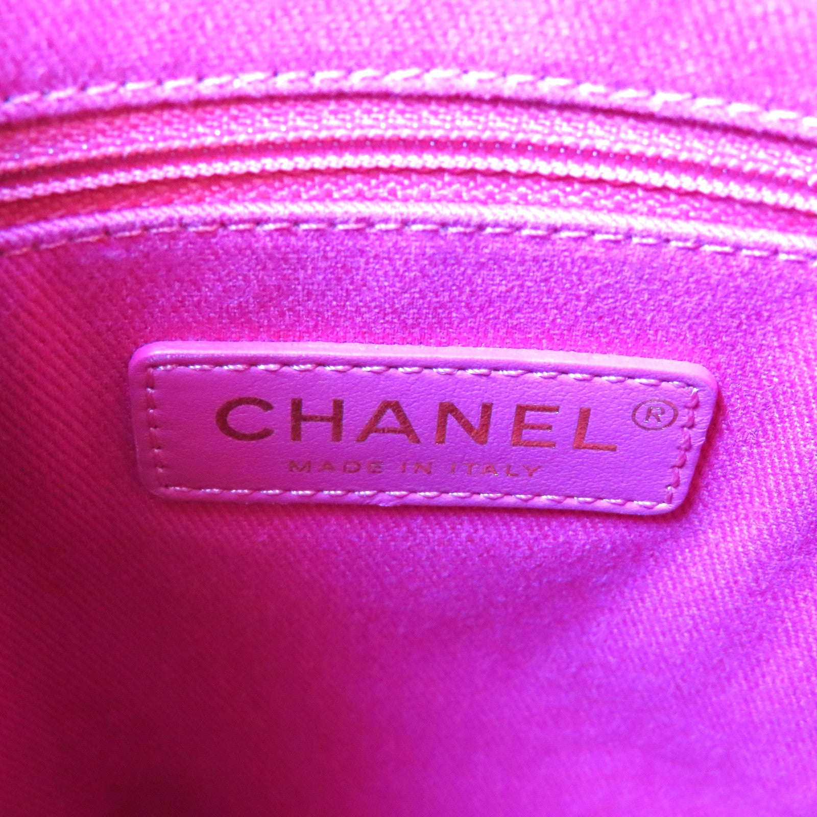 CHANEL 【激減優惠】牛皮皮革Bolsa CC Drawstring金扣鏈帶手挽肩背兩用袋粉紅色
