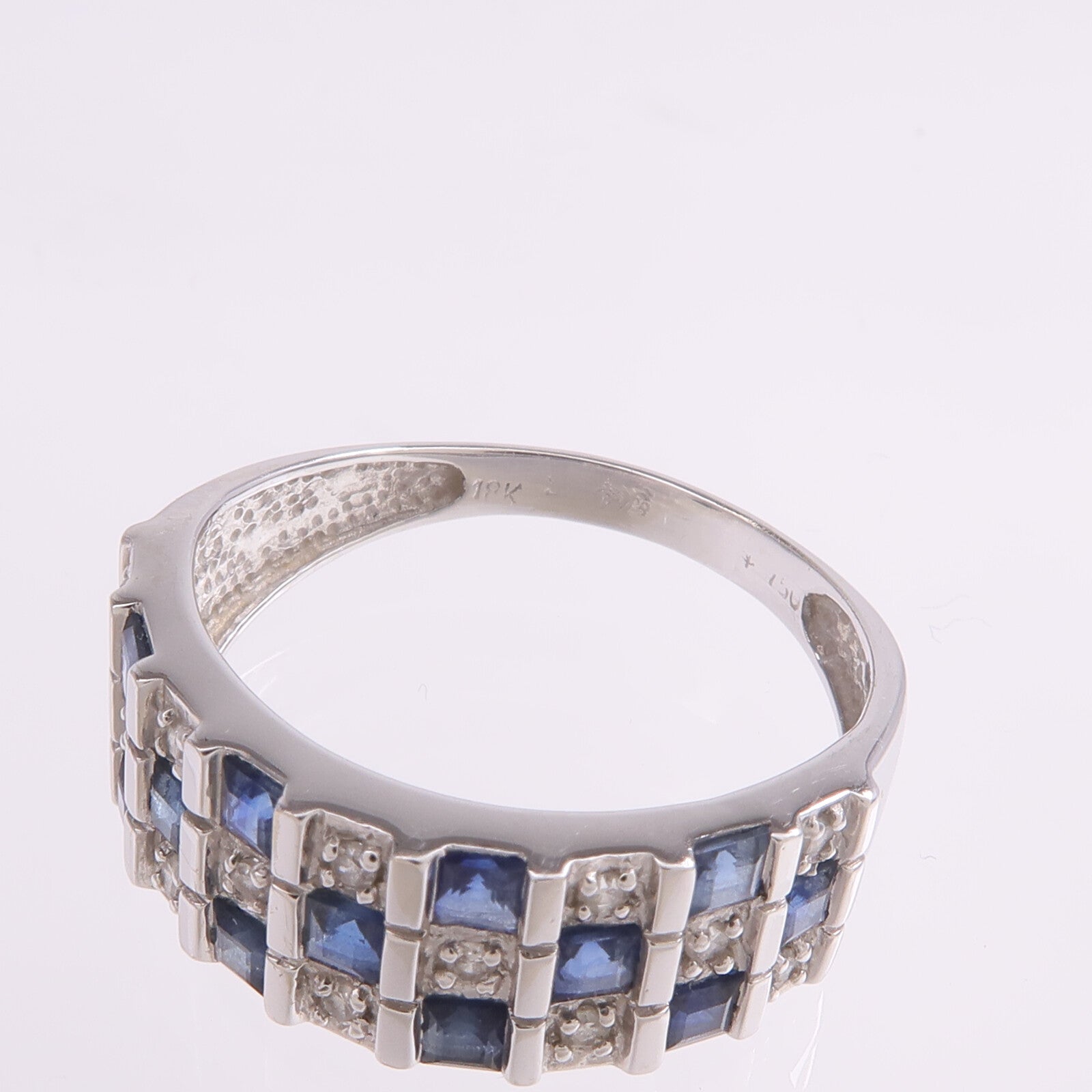 JEWELRY 18K白金Sapphire Diamond Ring藍寶石/鑽石戒指US#7.25