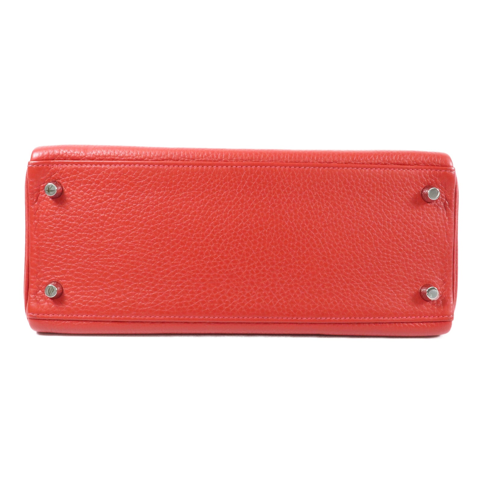 HERMES Togo皮革Kelly 28銀扣手挽肩背兩用袋Rouge Casaque
