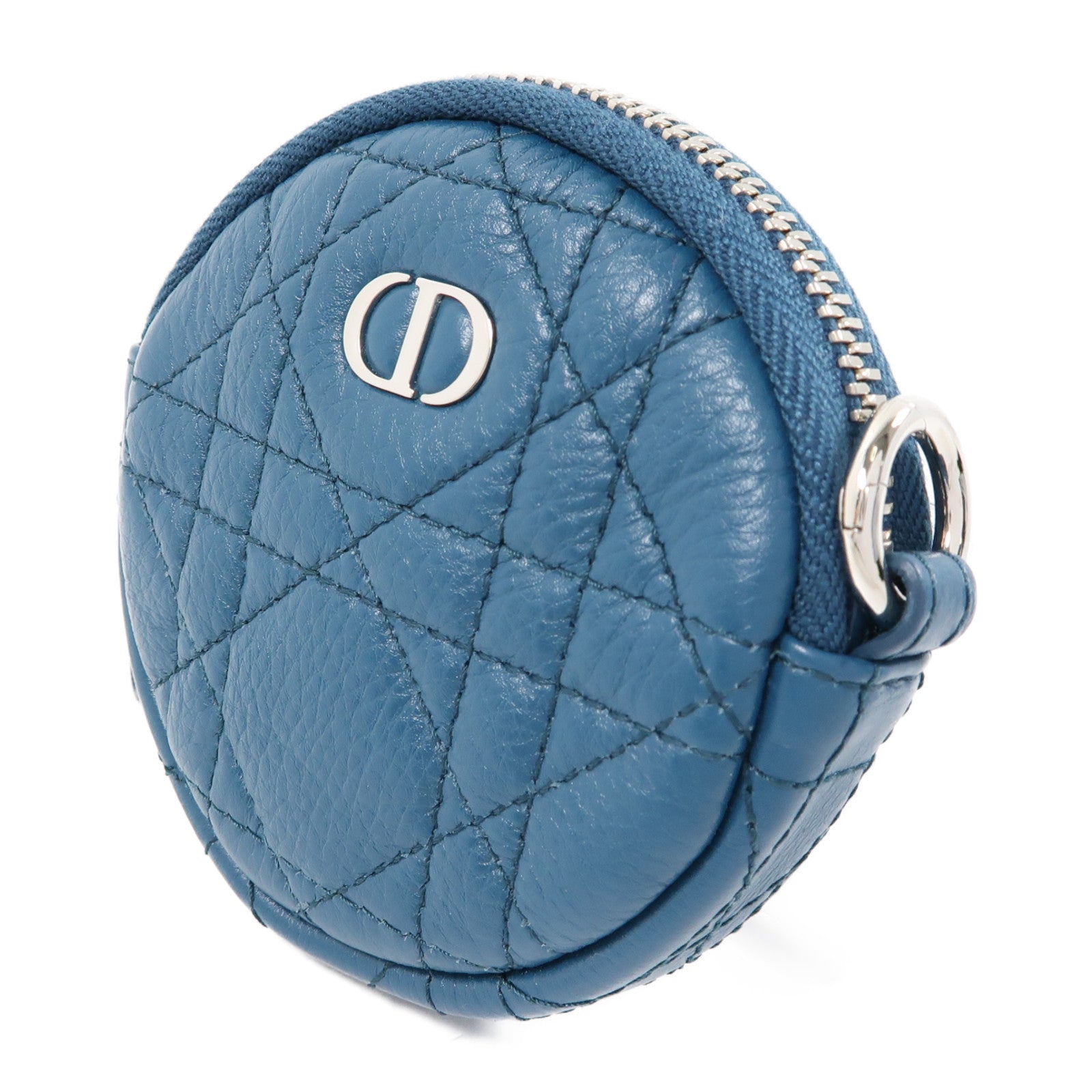 Dior 牛皮皮革Coin Case銀扣零錢包藍色