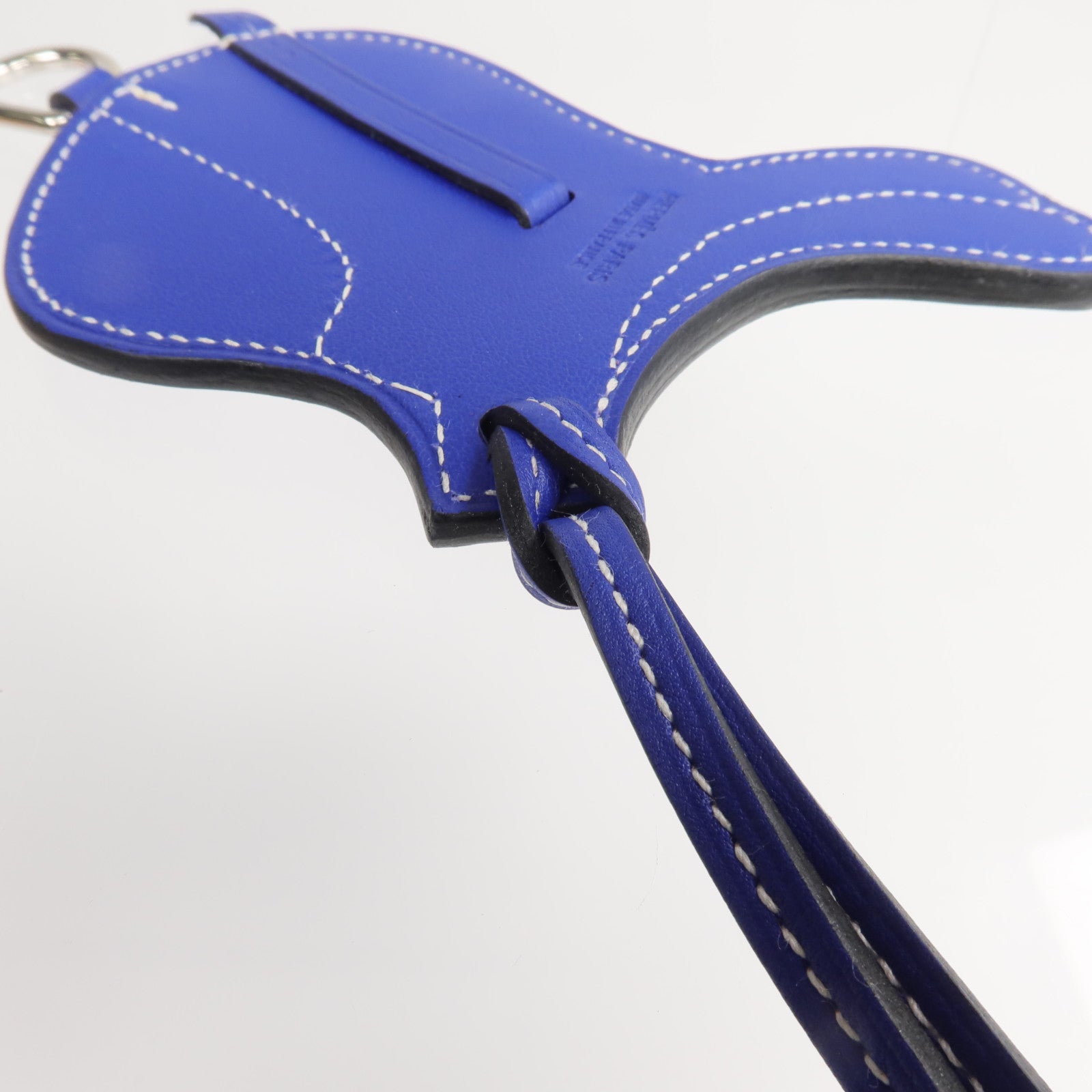 HERMES Swift皮革Paddock Selle Charm掛飾Bleu Electrique