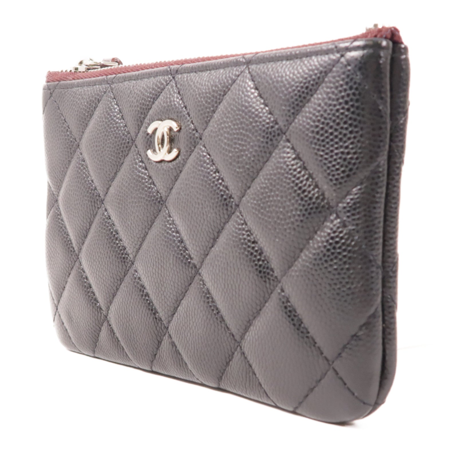 CHANEL 牛皮皮革Mini Pouch銀扣手拿包