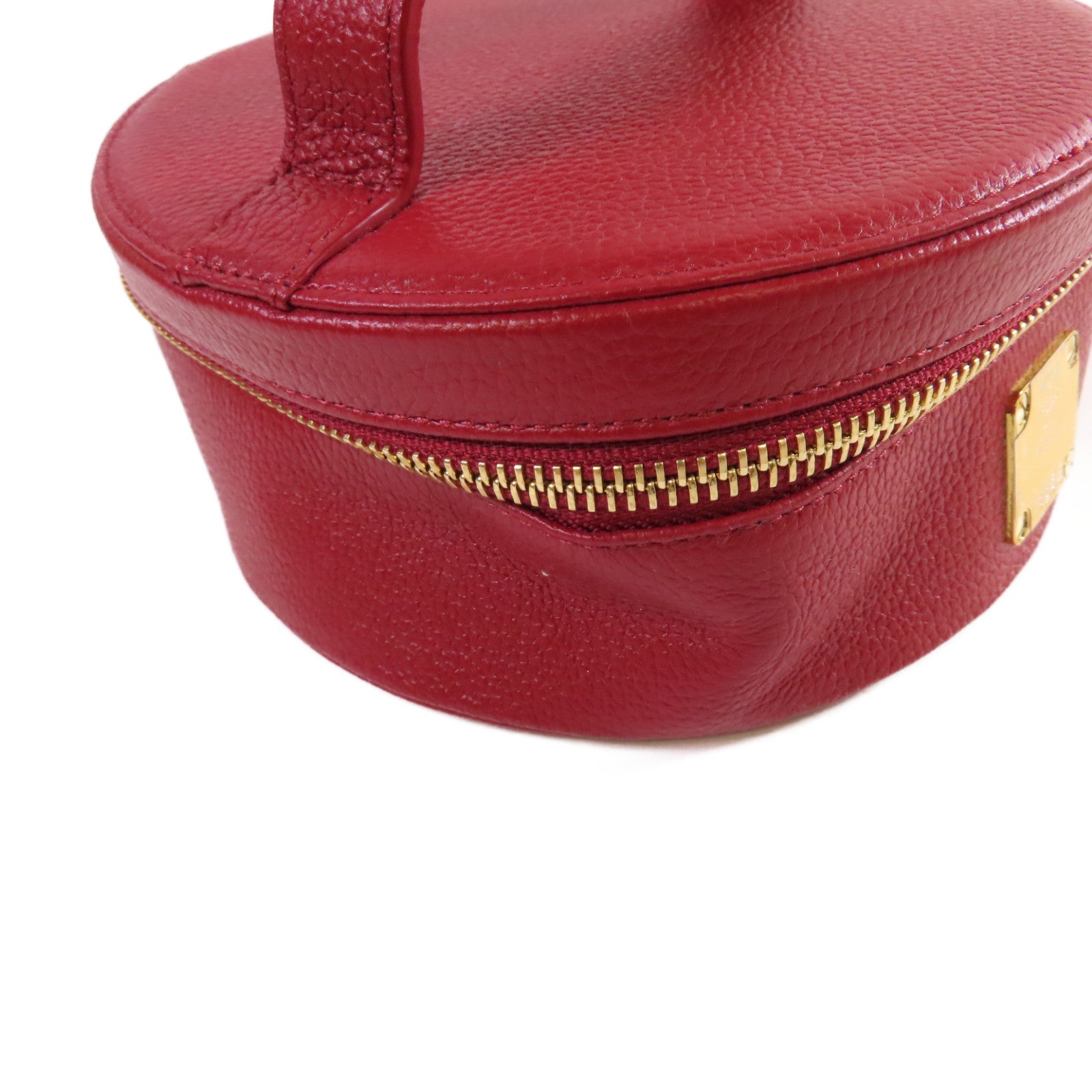 MCM 【激減優惠】皮革Vanity Cosmetic Case金扣化妝箱/手挽袋紅色
