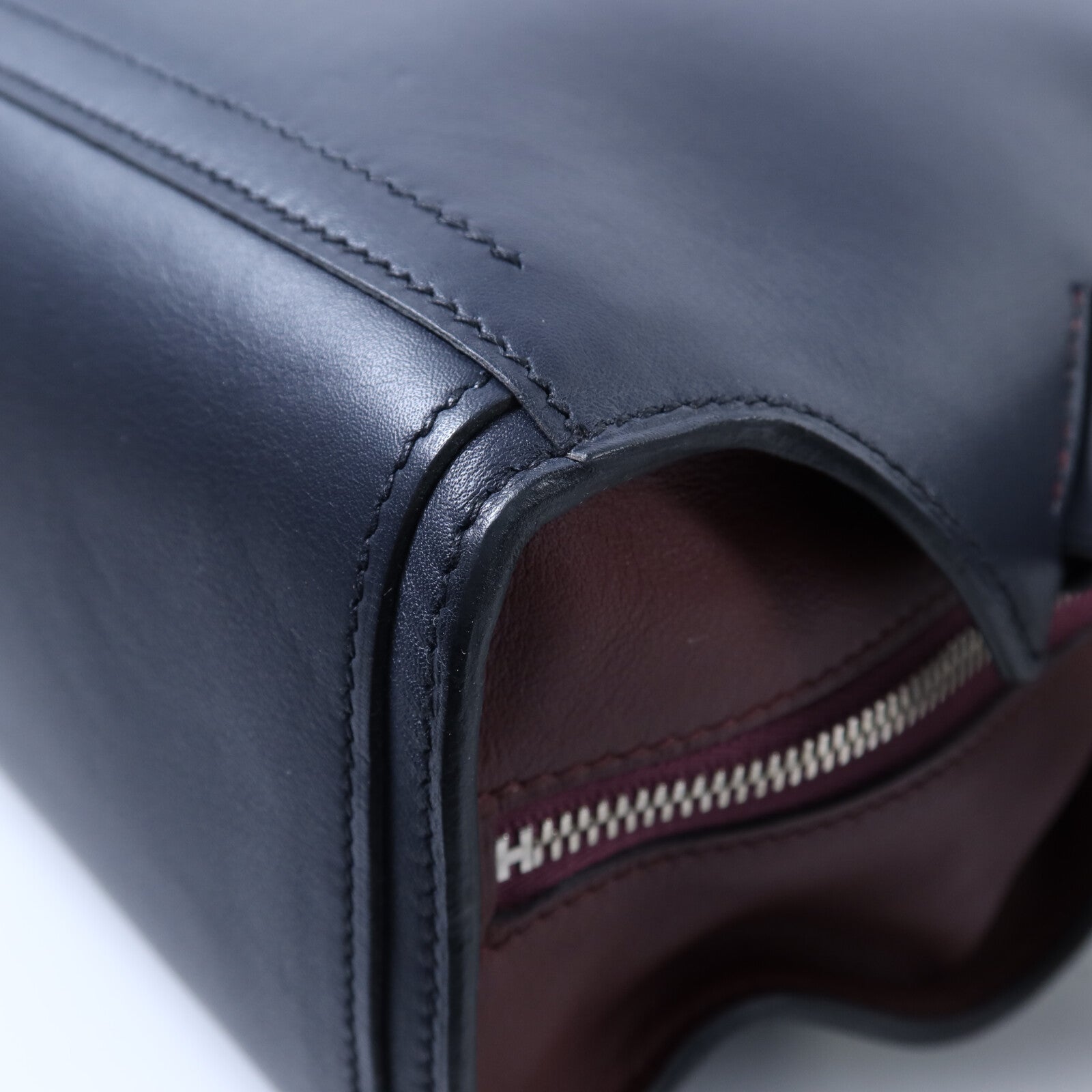 HERMES Evercolor皮革Cityback銀扣背包Blue/Red