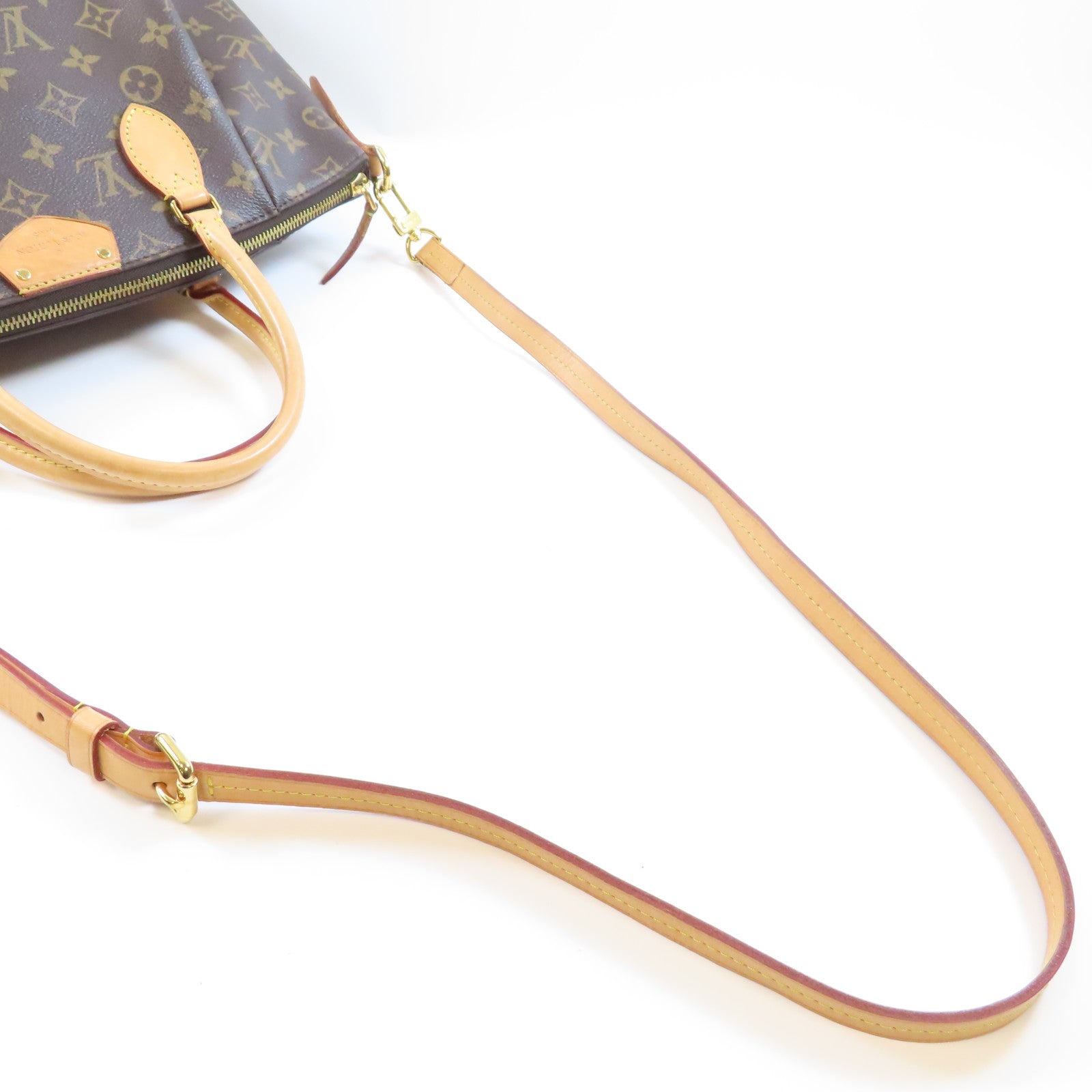 LOUIS VUITTON Monogram Turenne MM金扣手挽肩背兩用袋棕色