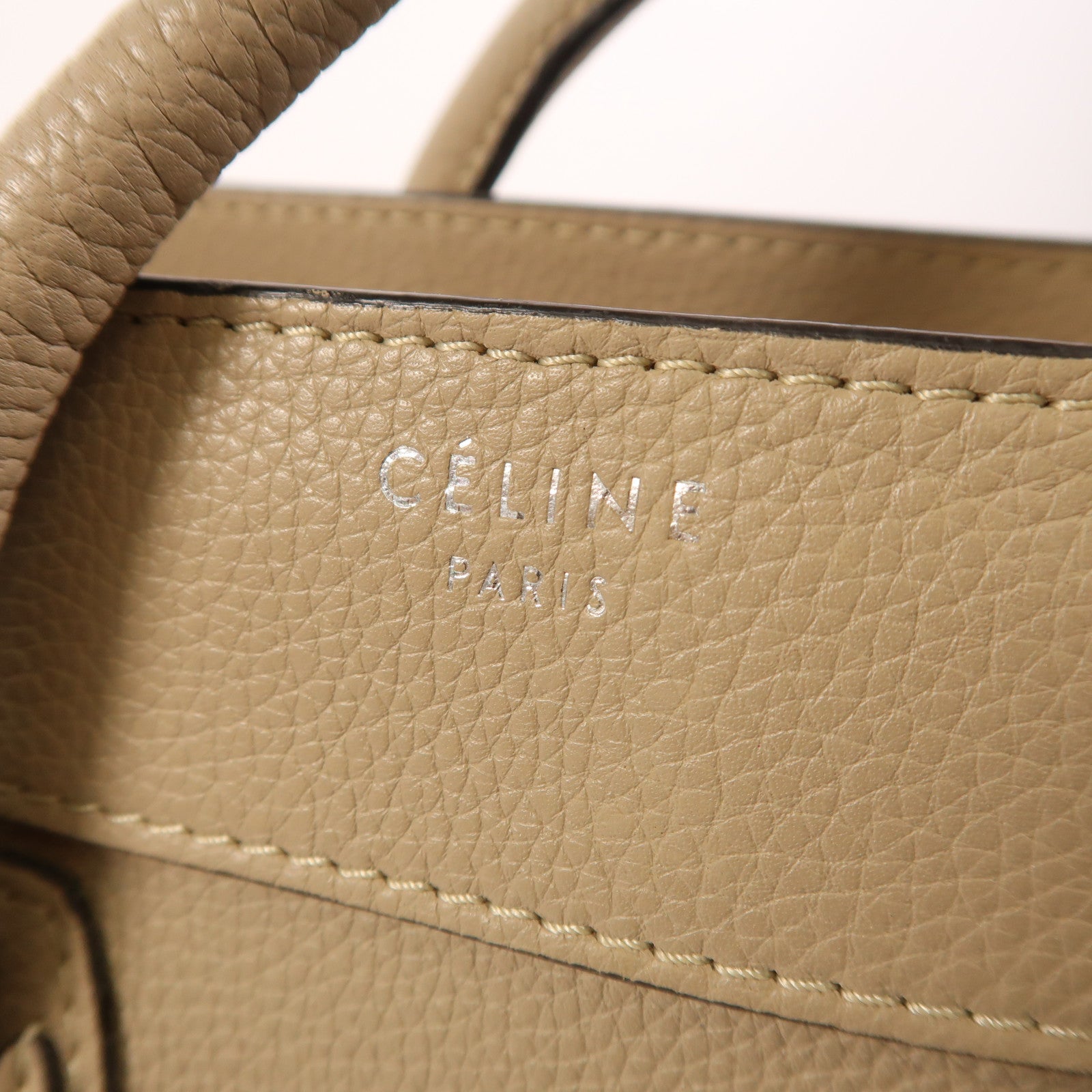 CELINE 牛皮皮革Micro Luggage銀扣手挽袋