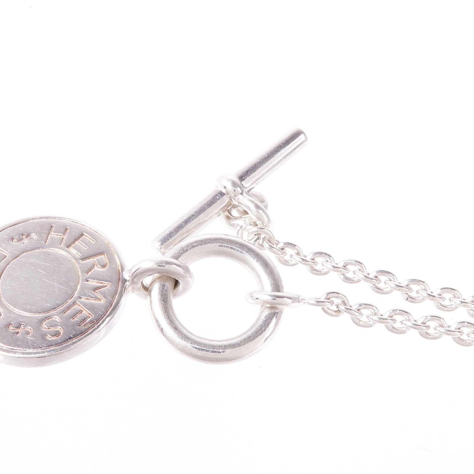 HERMES Amulettes Ex-Libris Pendant Necklace 925 Sterling Silver