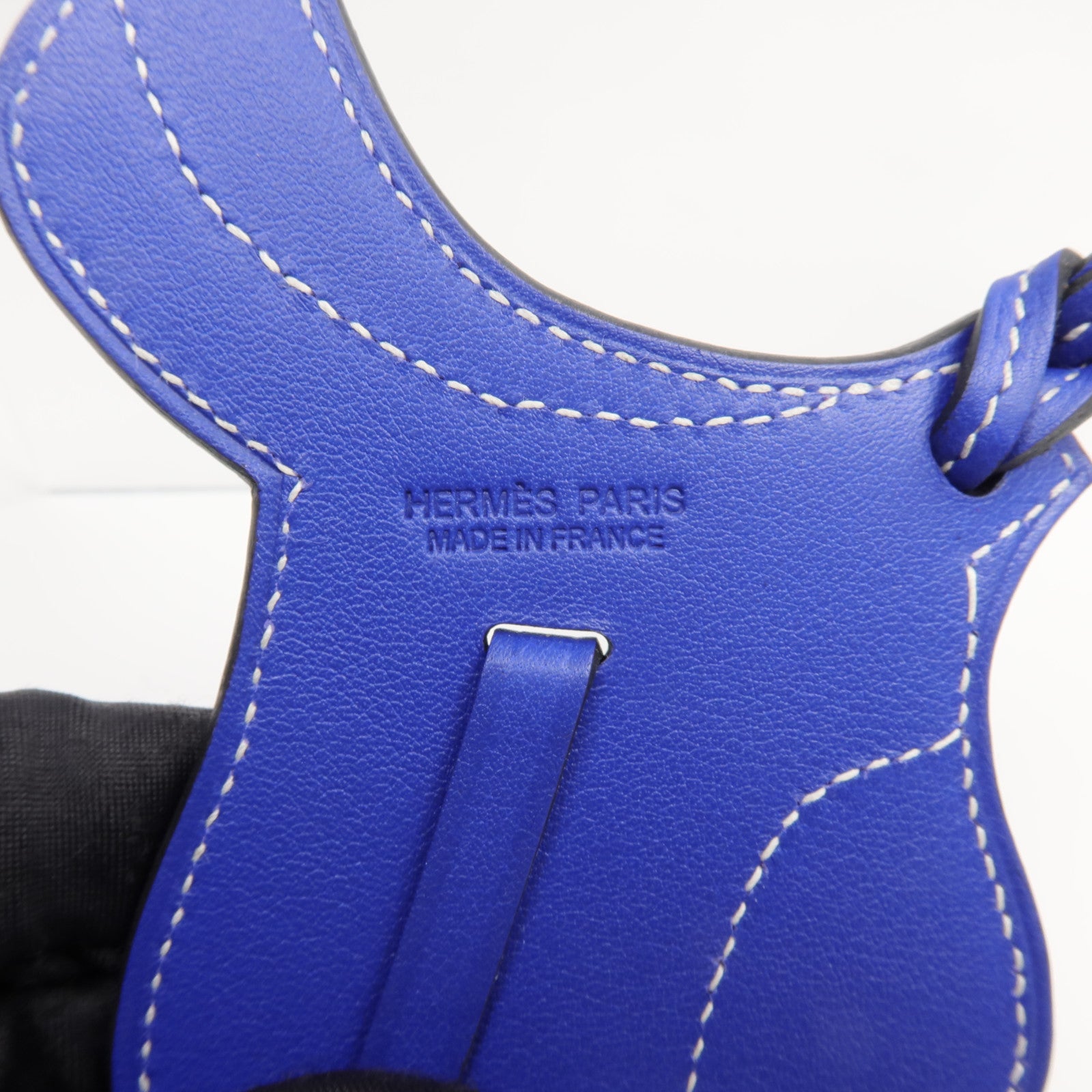 HERMES Swift皮革Paddock Selle Charm掛飾Bleu Electrique