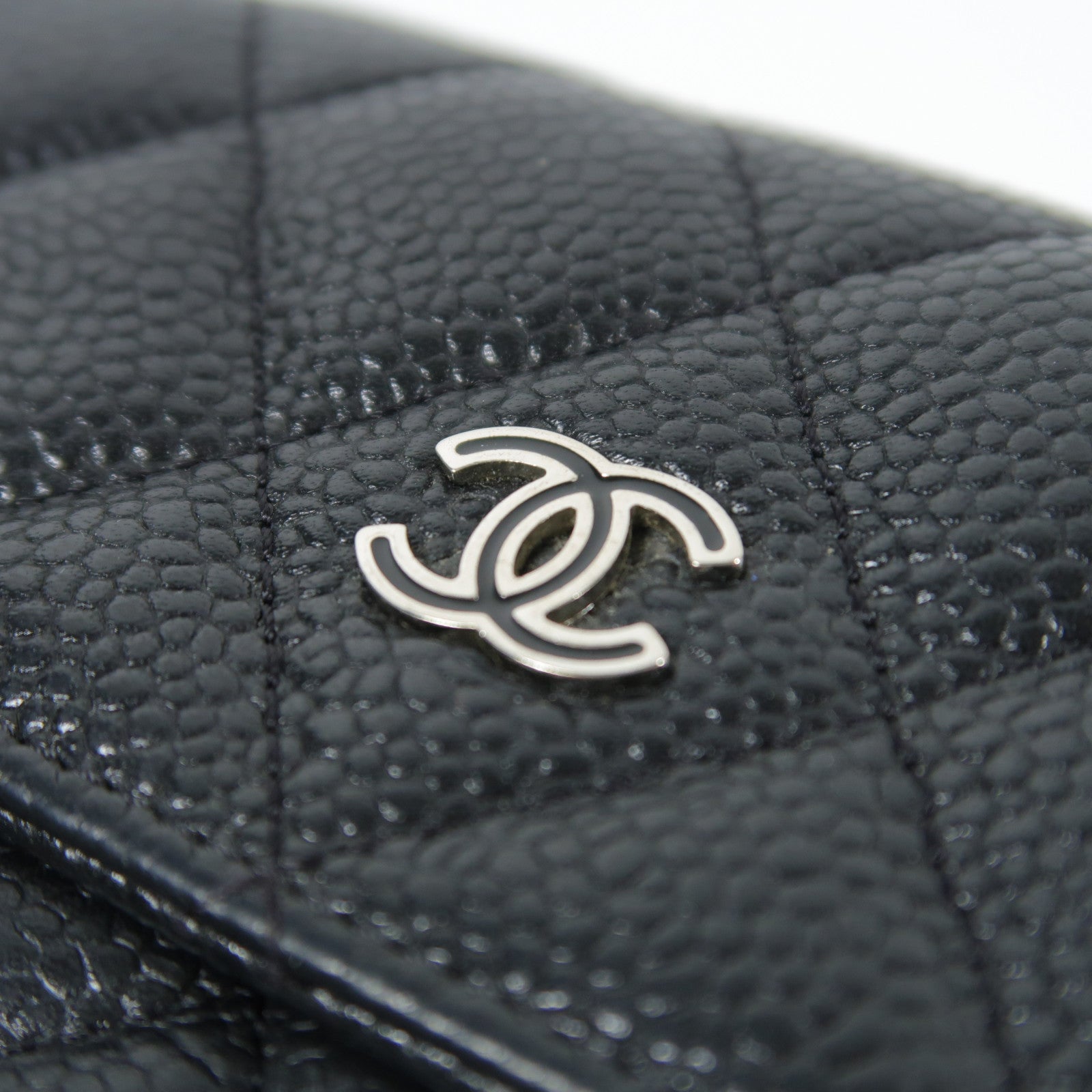 CHANEL CC SHW Long Wallet Calfskin Leather Black