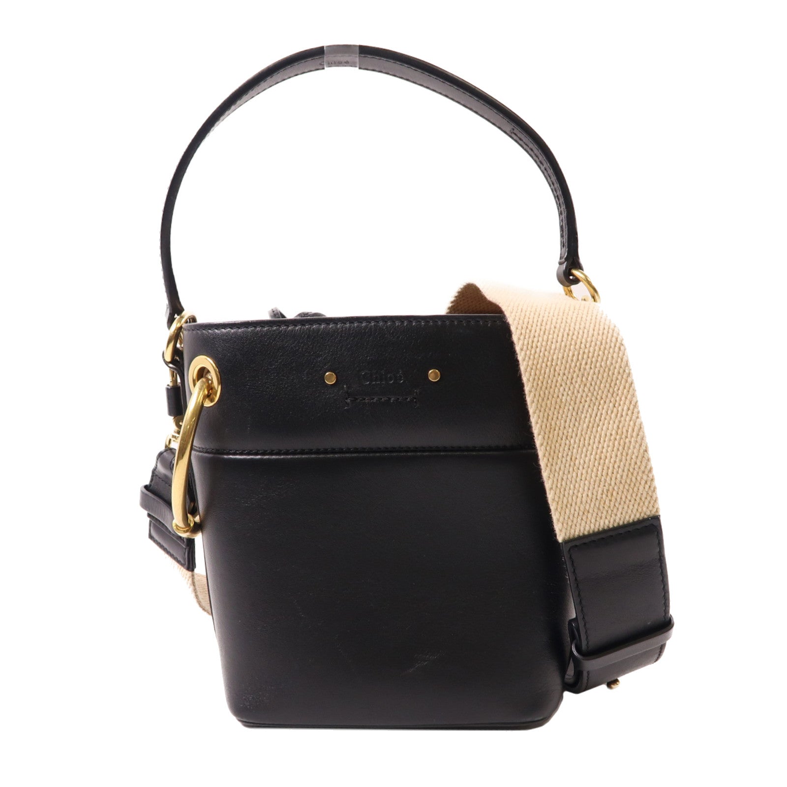 Chloe GHW 2 Way Shoulder Bag Handbag 03187565 Calfskin Leather Black