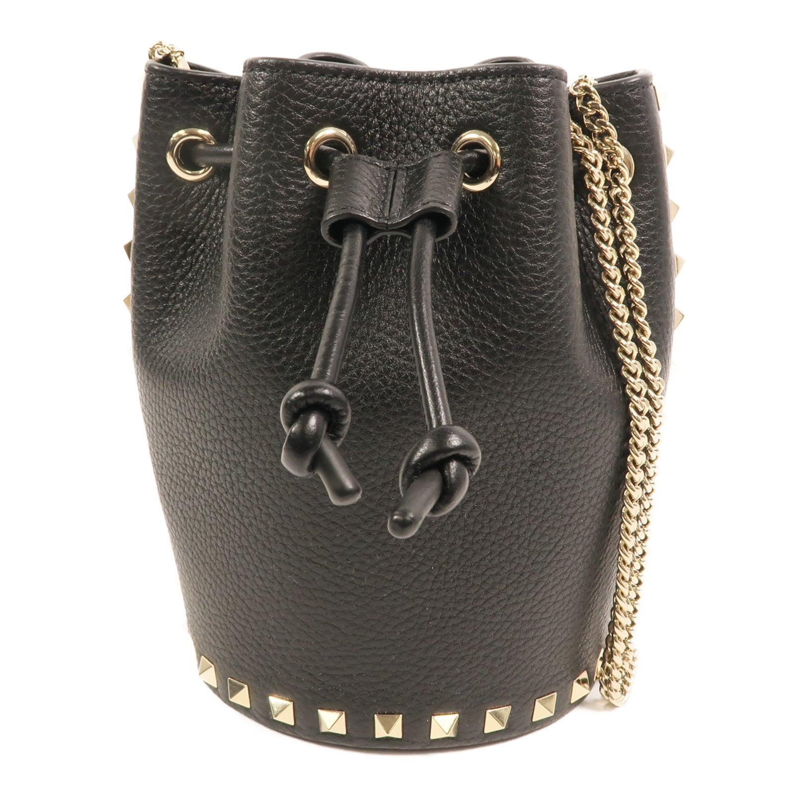 Valentino 【激減優惠】牛皮皮革Chain Bucket Bag金扣鏈帶肩背袋