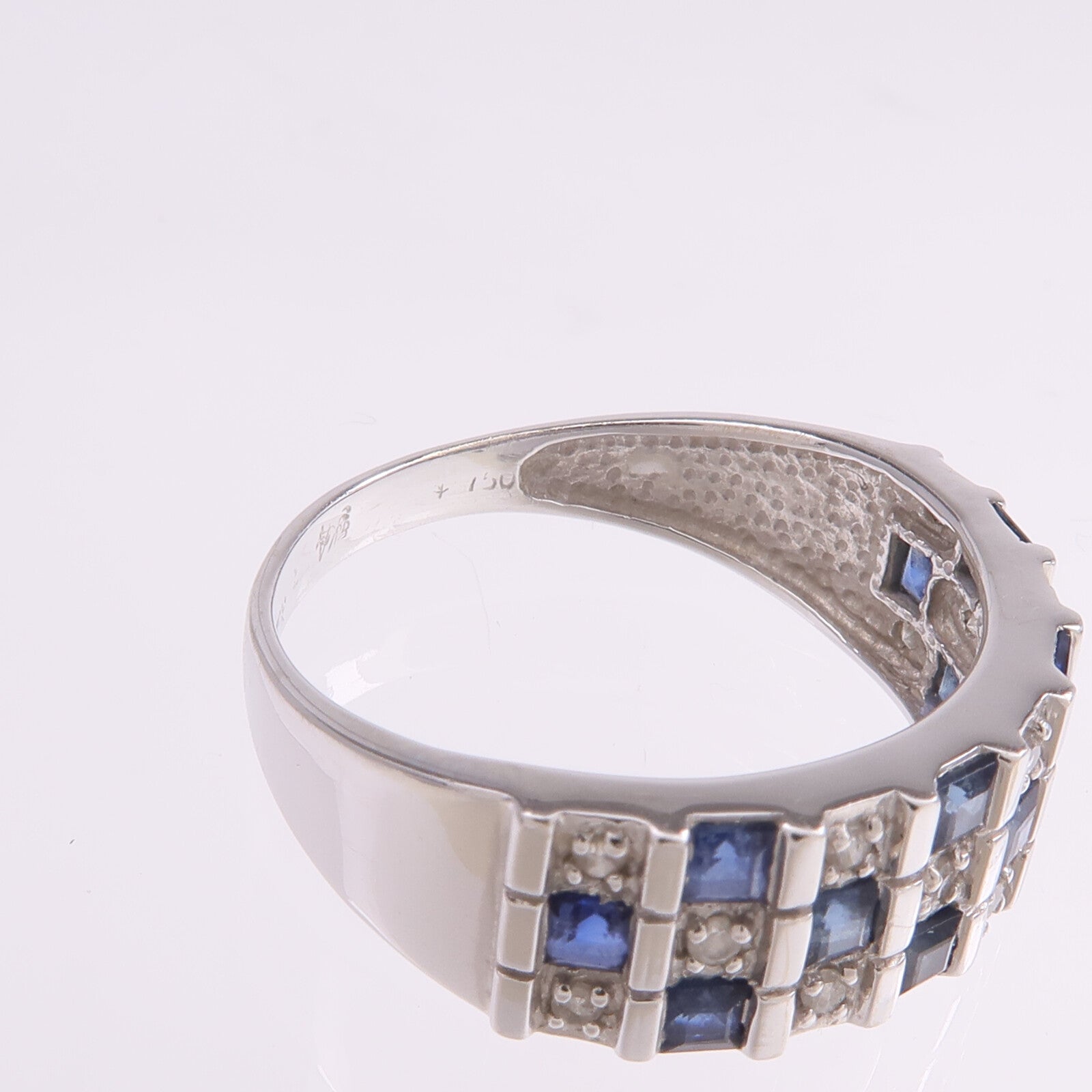 JEWELRY 18K白金Sapphire Diamond Ring藍寶石/鑽石戒指US#7.25