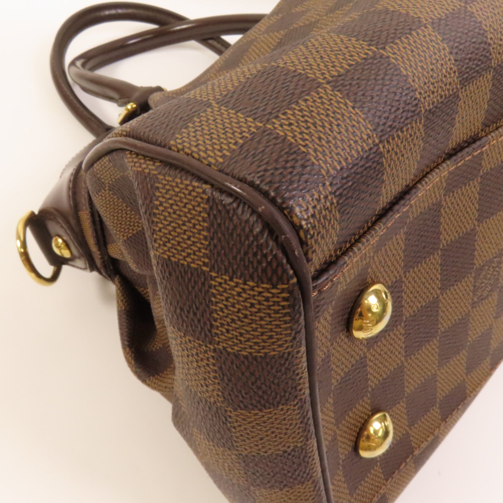 LOUIS VUITTON Damier Trevi金扣手挽肩背兩用袋棕色