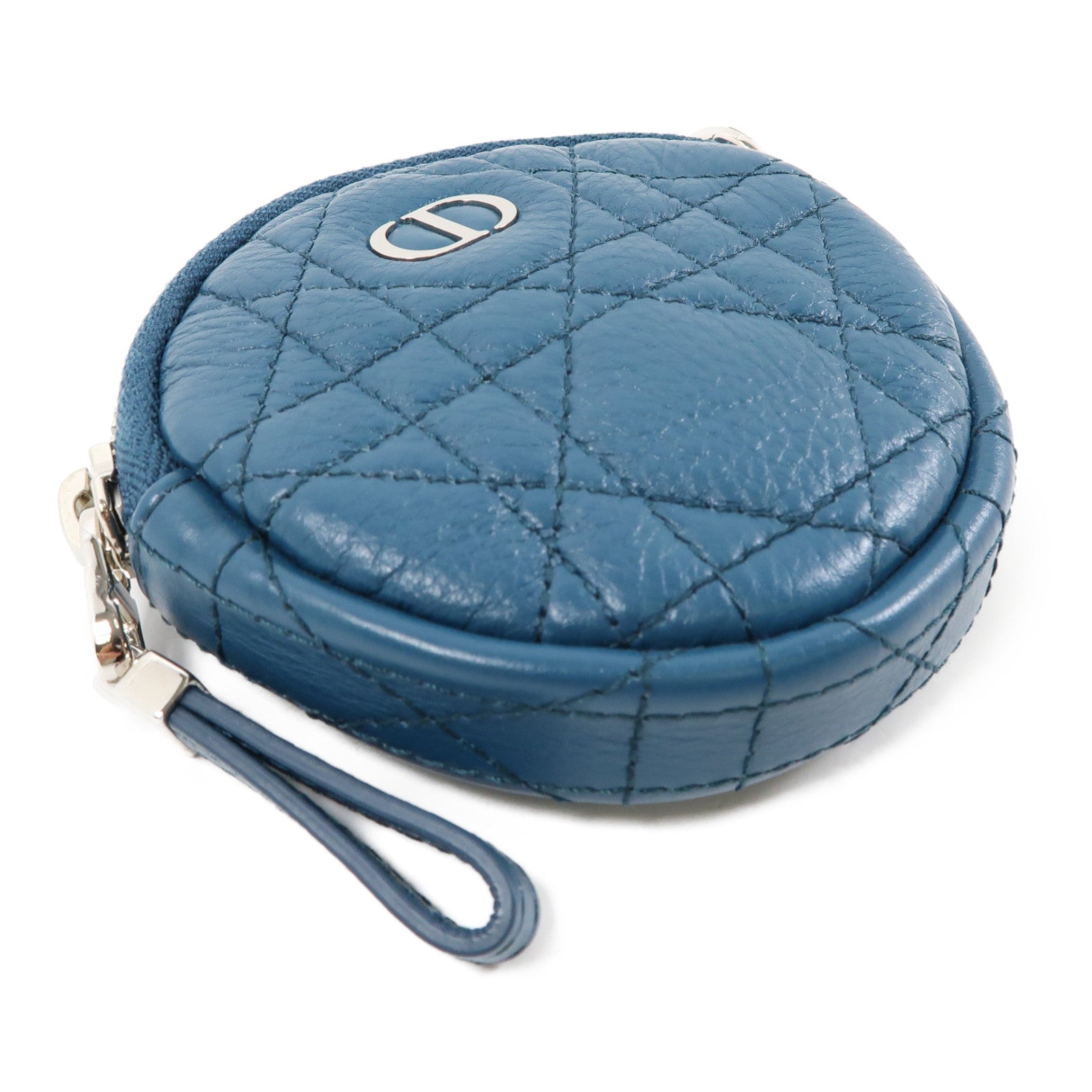 Dior 牛皮皮革Coin Case銀扣零錢包藍色
