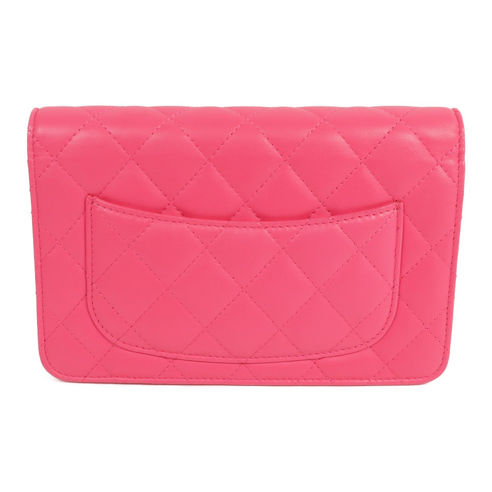 CHANEL 羊皮皮革WOC Wallet On Chain Shoulder Bag金扣鏈帶肩背袋