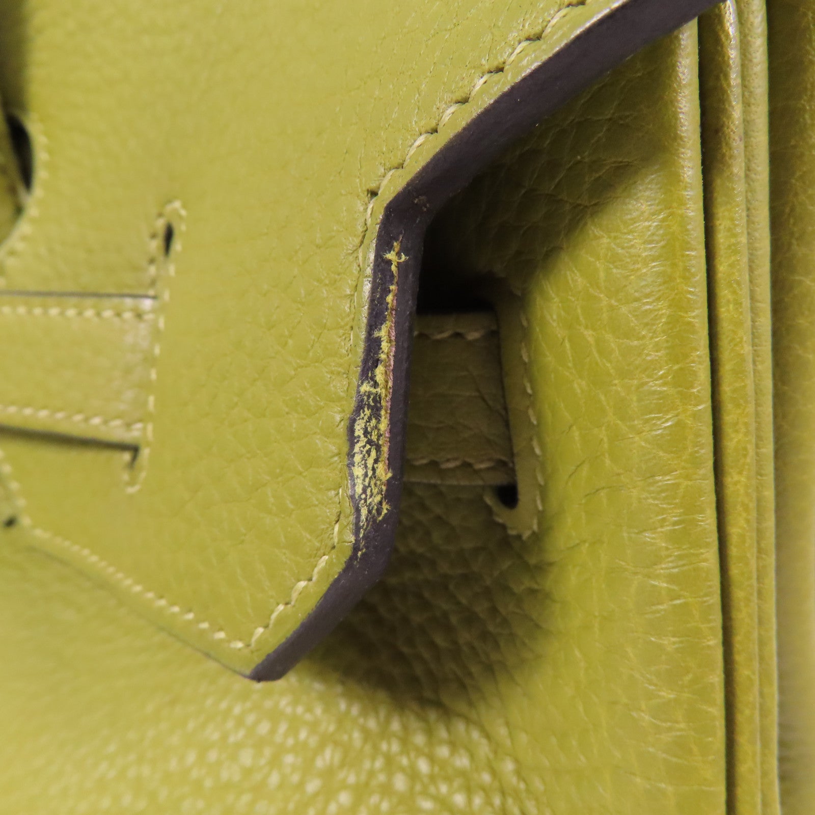 HERMES Clemence皮革Birkin 35金扣手挽袋Vert Anis