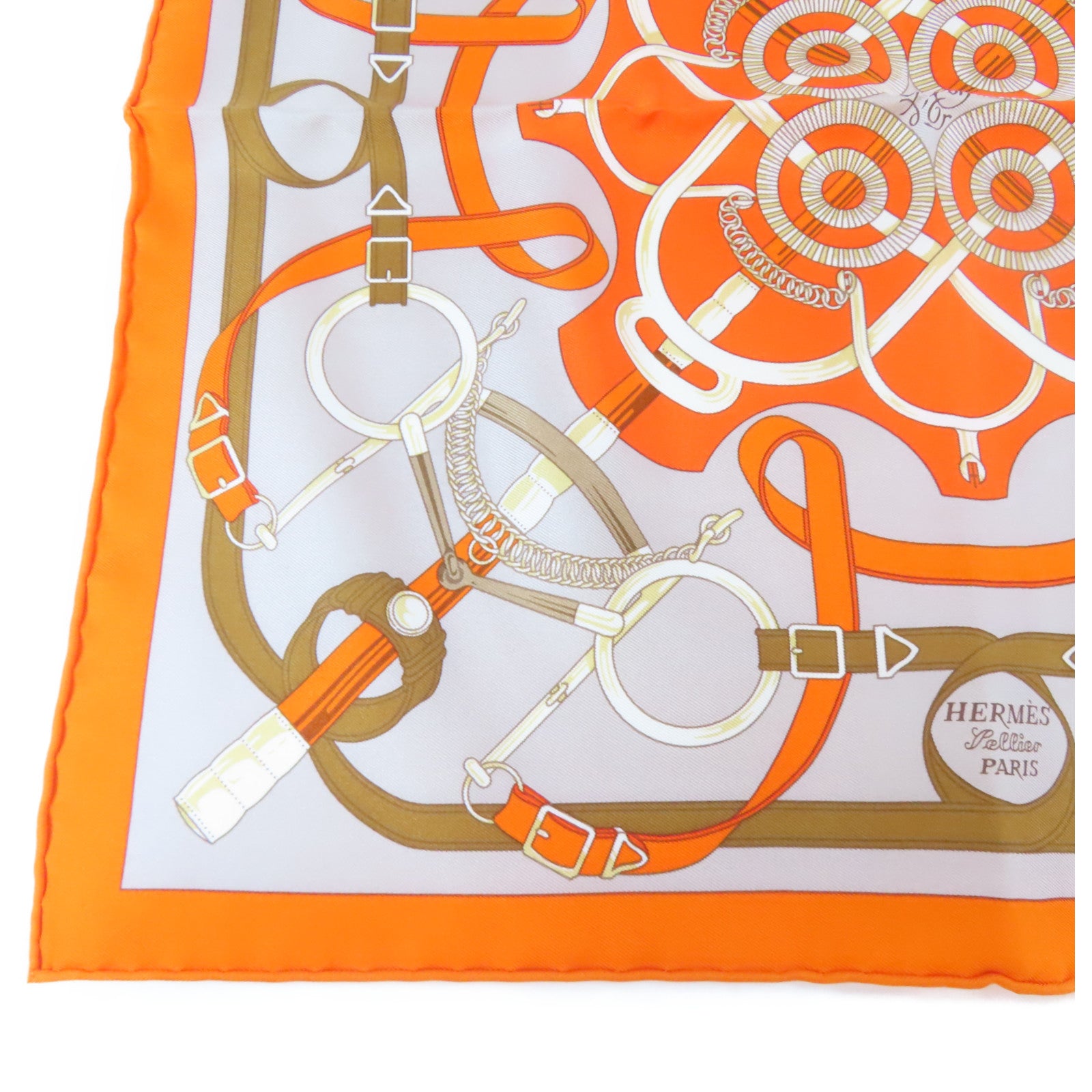 HERMES 【激減優惠】絲質Scarf 40*40絲巾橙色/灰色/米色